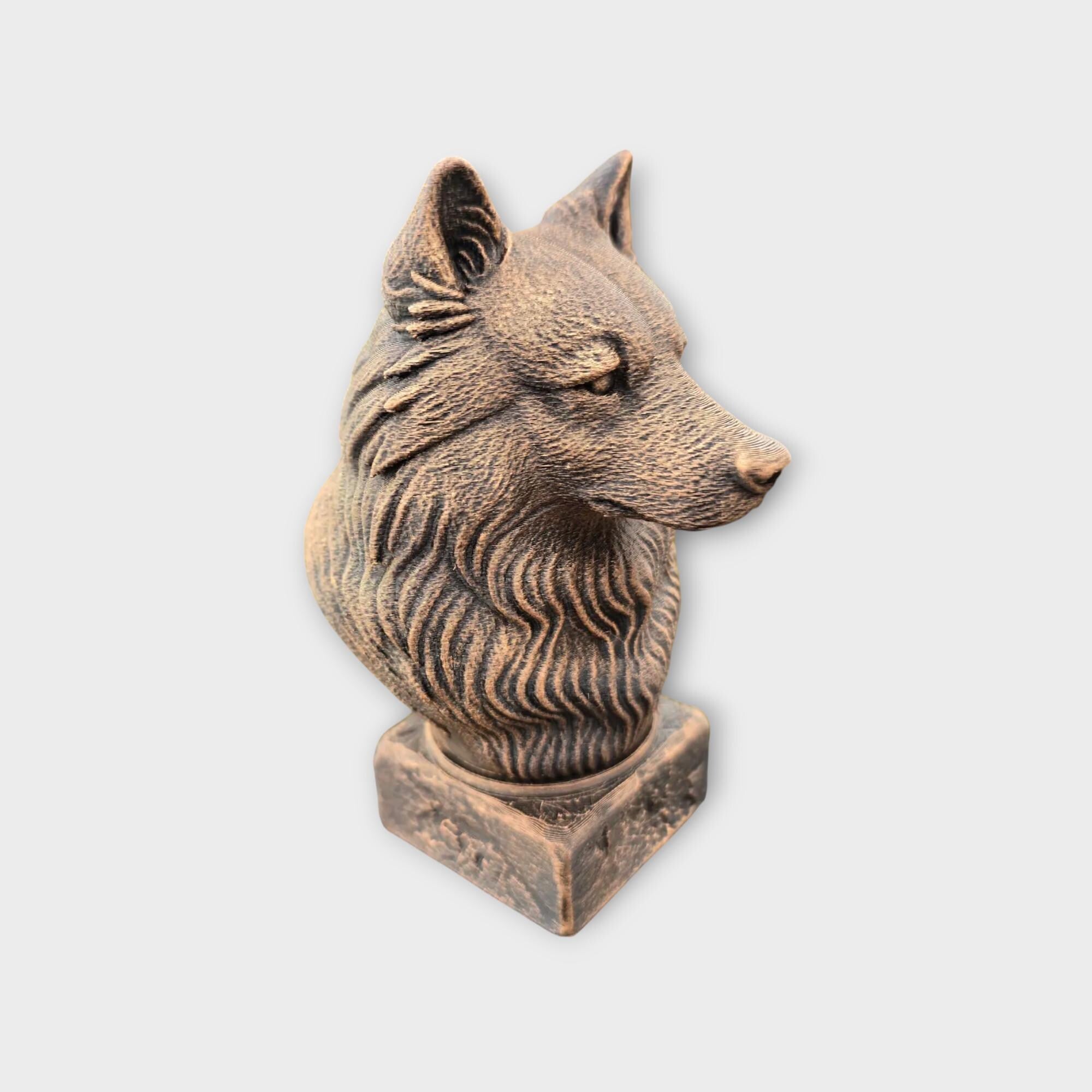 Bust of a Wolf Spitz statue - home decor animal lover gift him her handpainted ornament