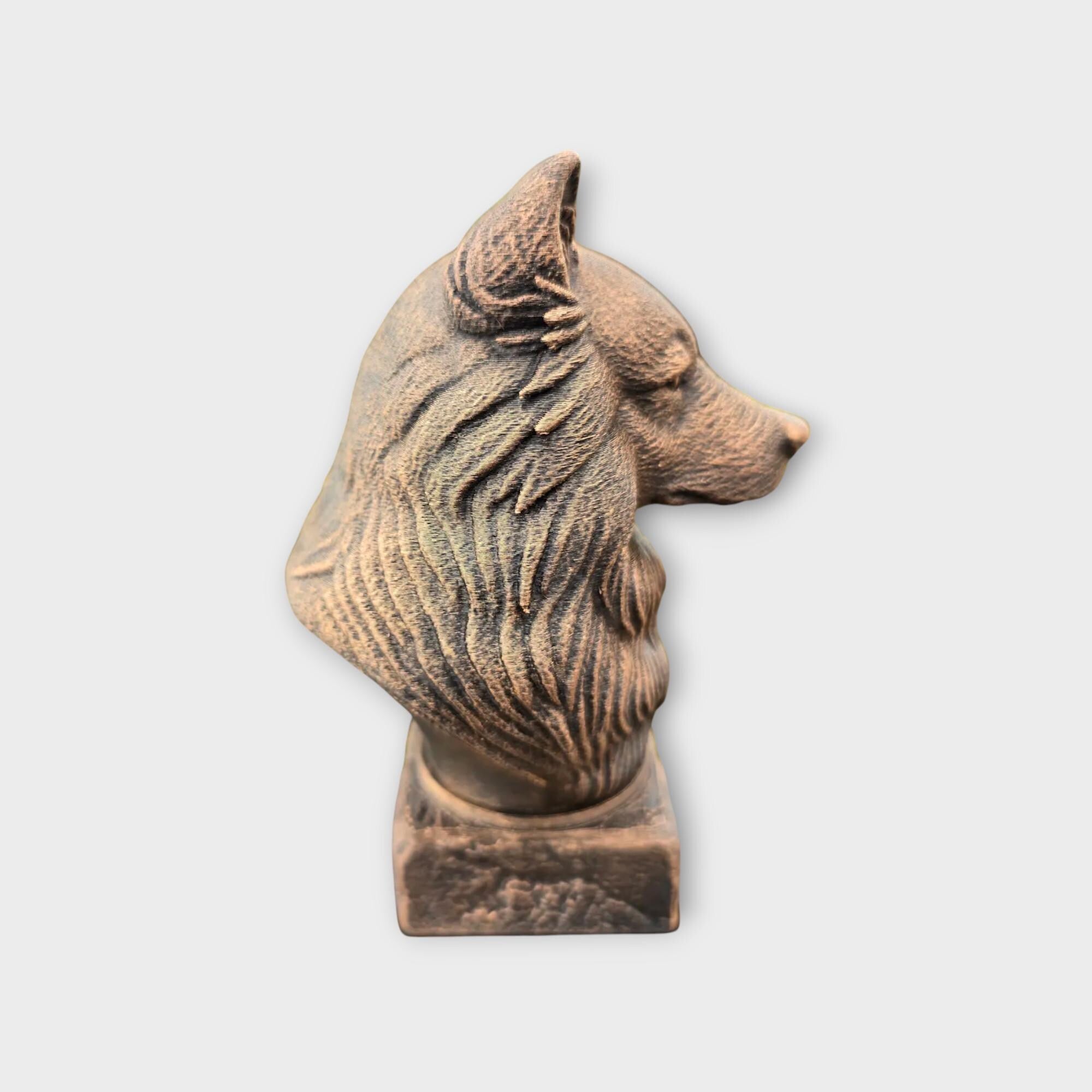 Bust of a Wolf Spitz statue - home decor animal lover gift him her handpainted ornament