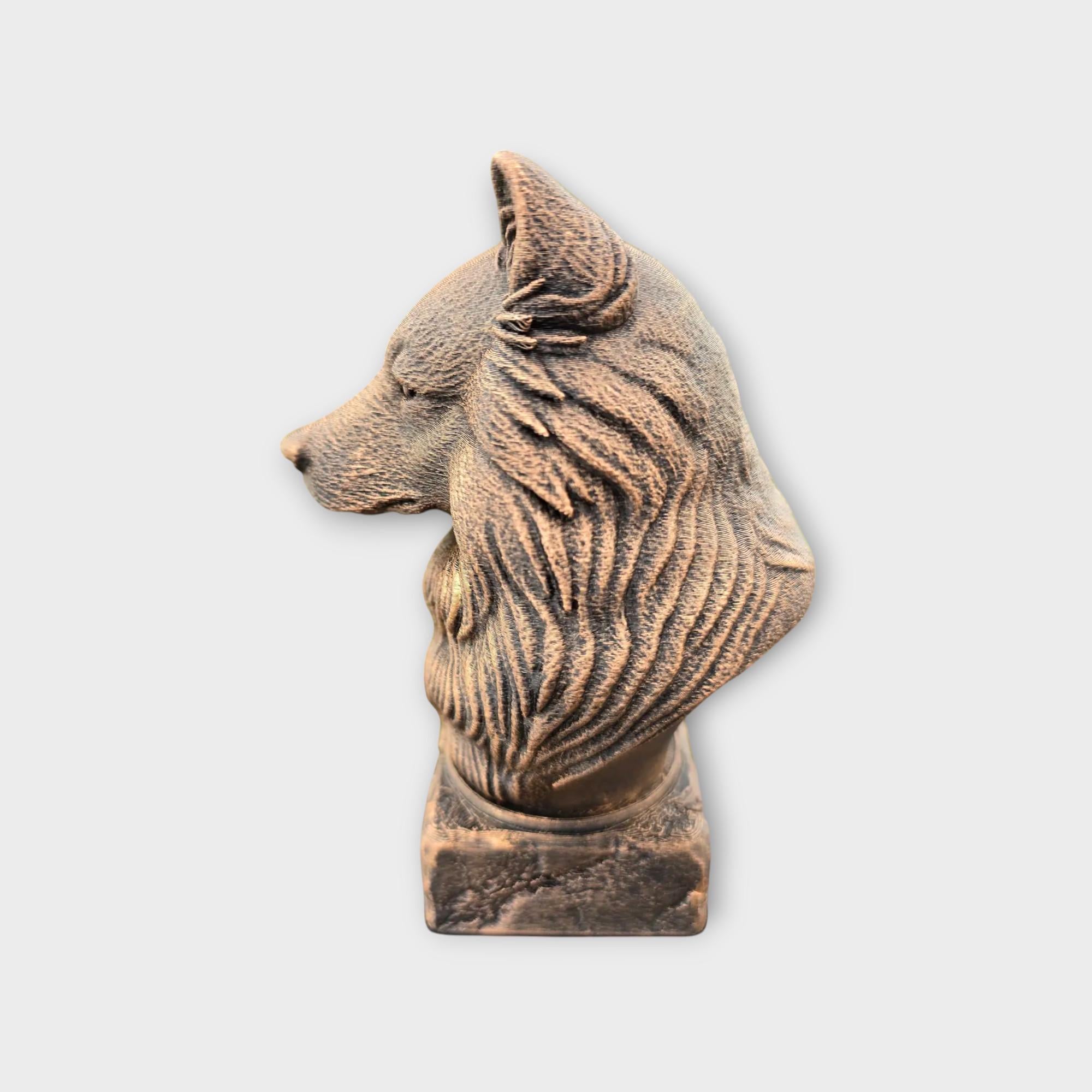 Bust of a Wolf Spitz statue - home decor animal lover gift him her handpainted ornament