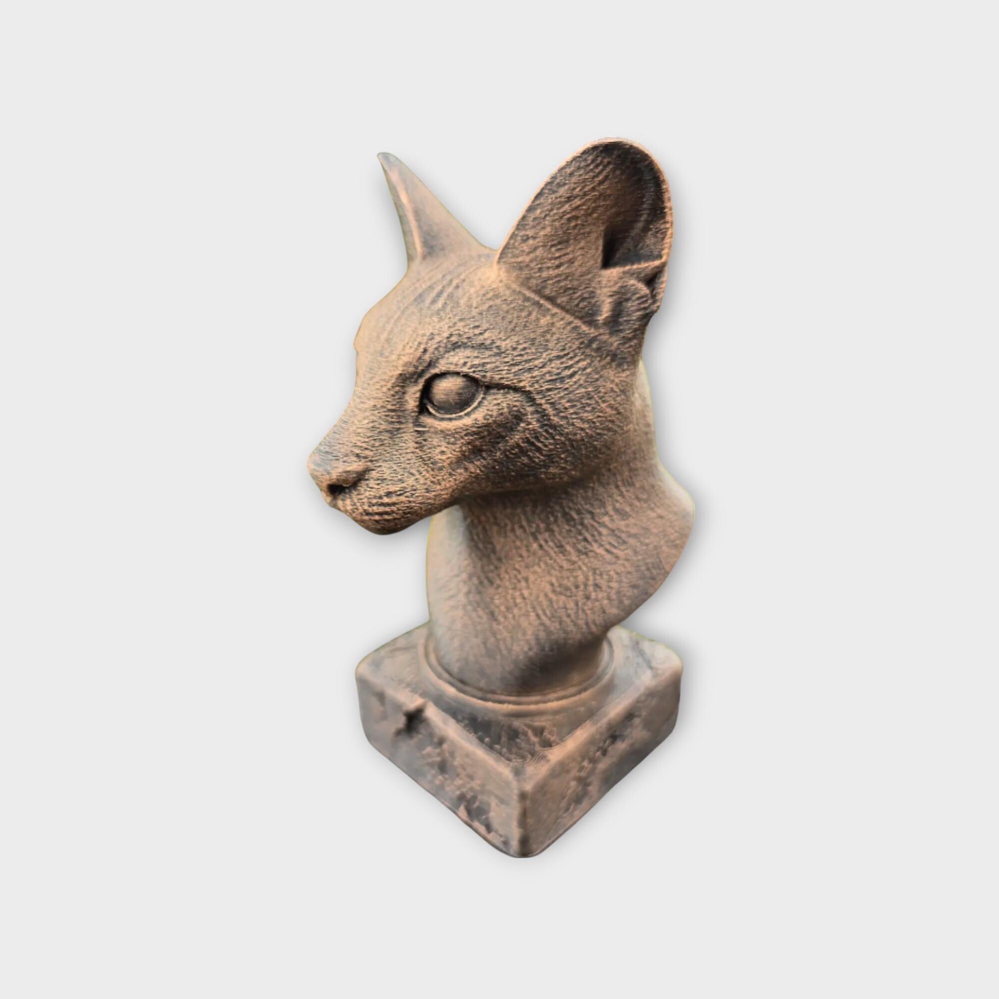 Bust of a Serval statue - home decor animal lover gift him her handpainted ornament