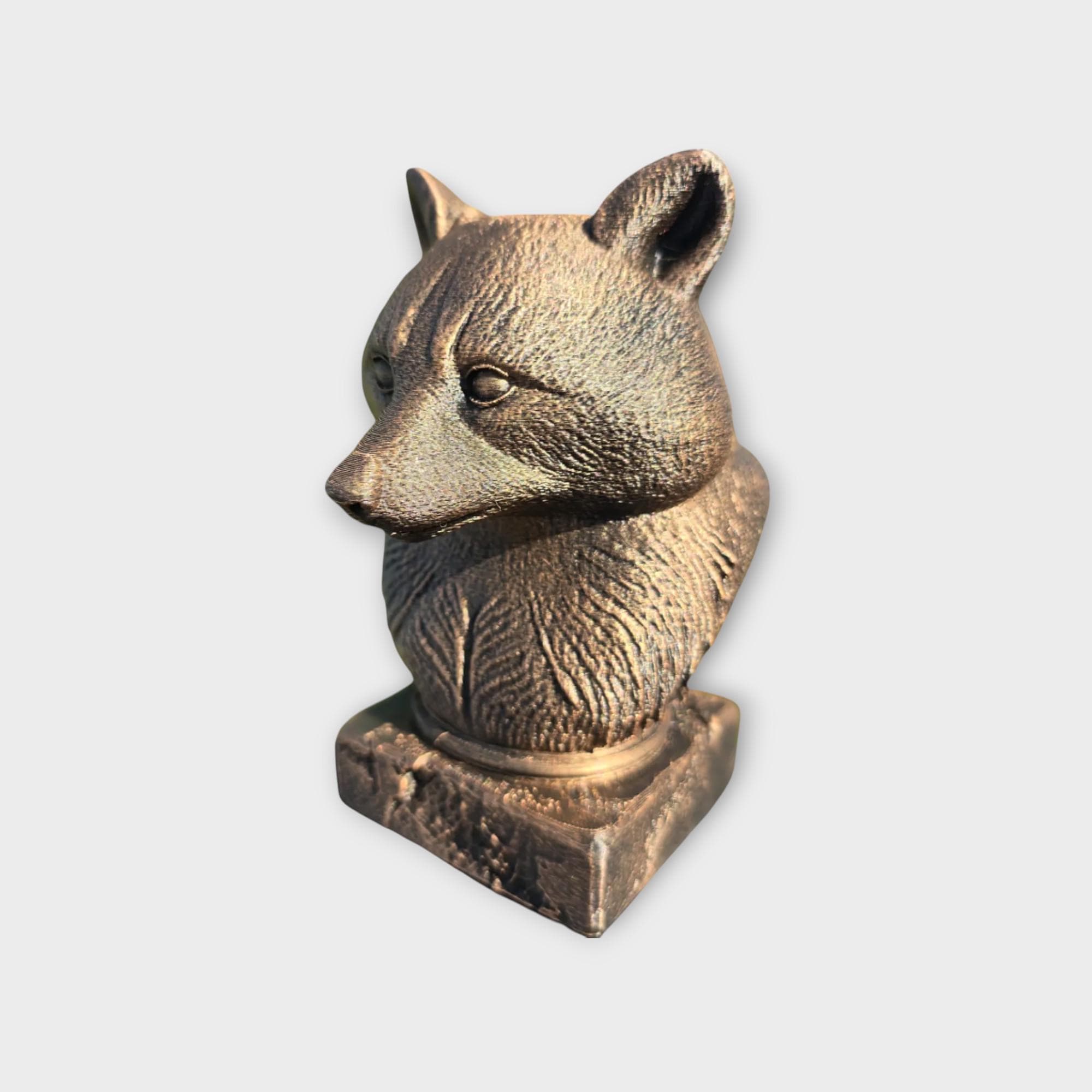Bust of a racoon statue - home decor animal lover gift him her handpainted ornament