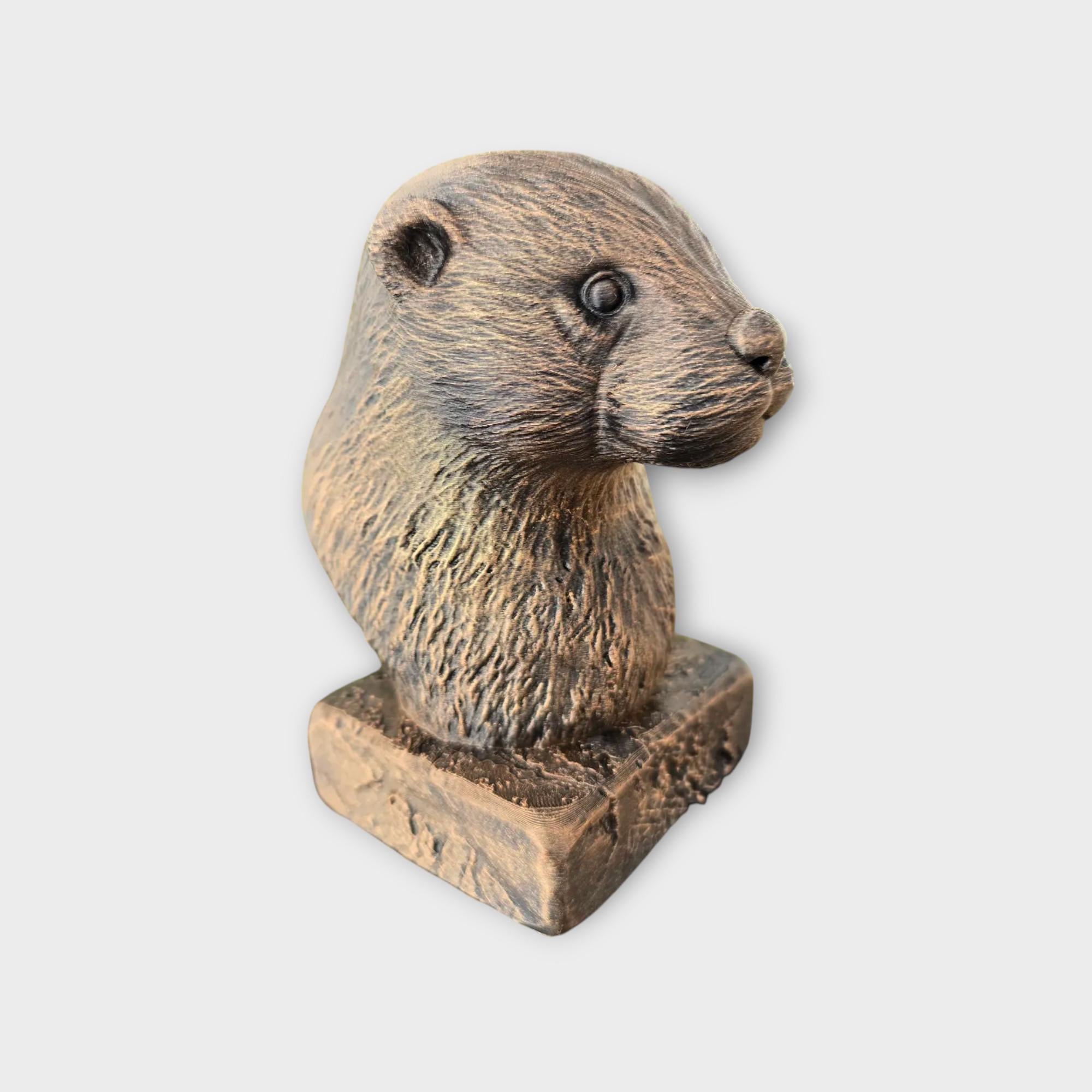 Bust of an Otter statue - home decor animal lover gift him her hand-painted ornament