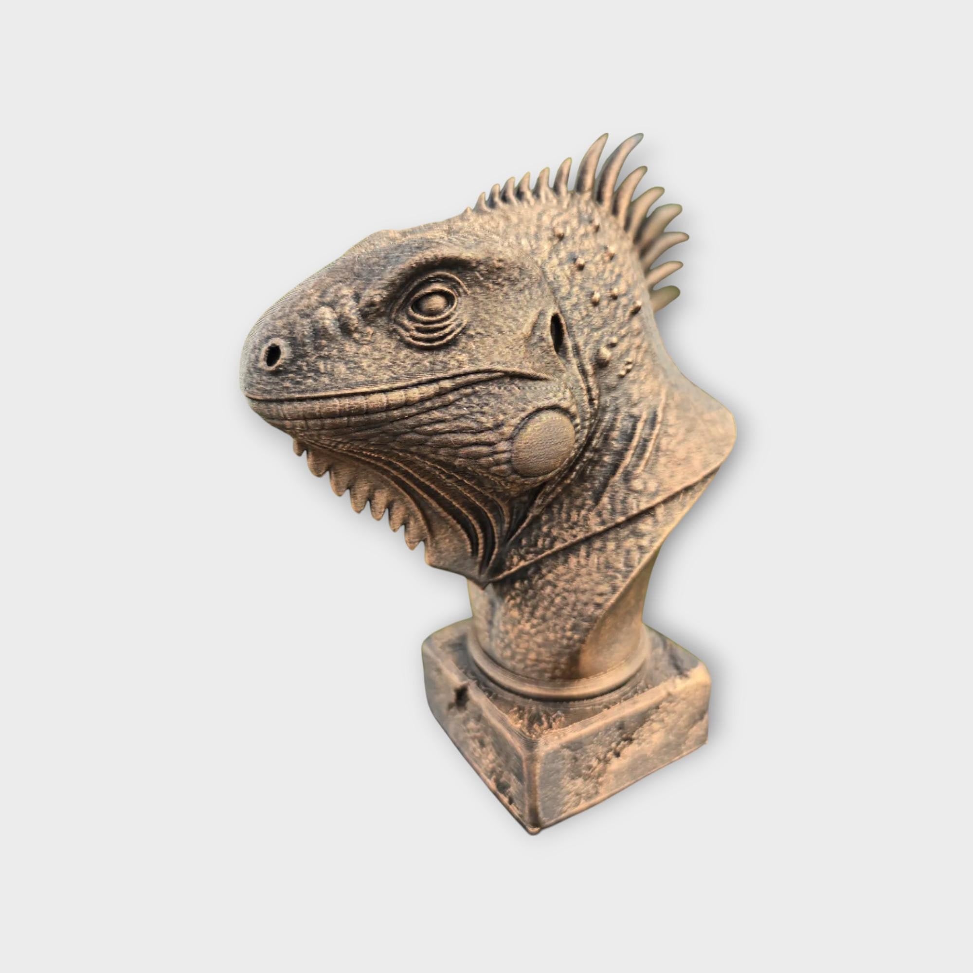 Bust of a Horned Lizzard statue - home decor animal lover gift him her handpainted ornament