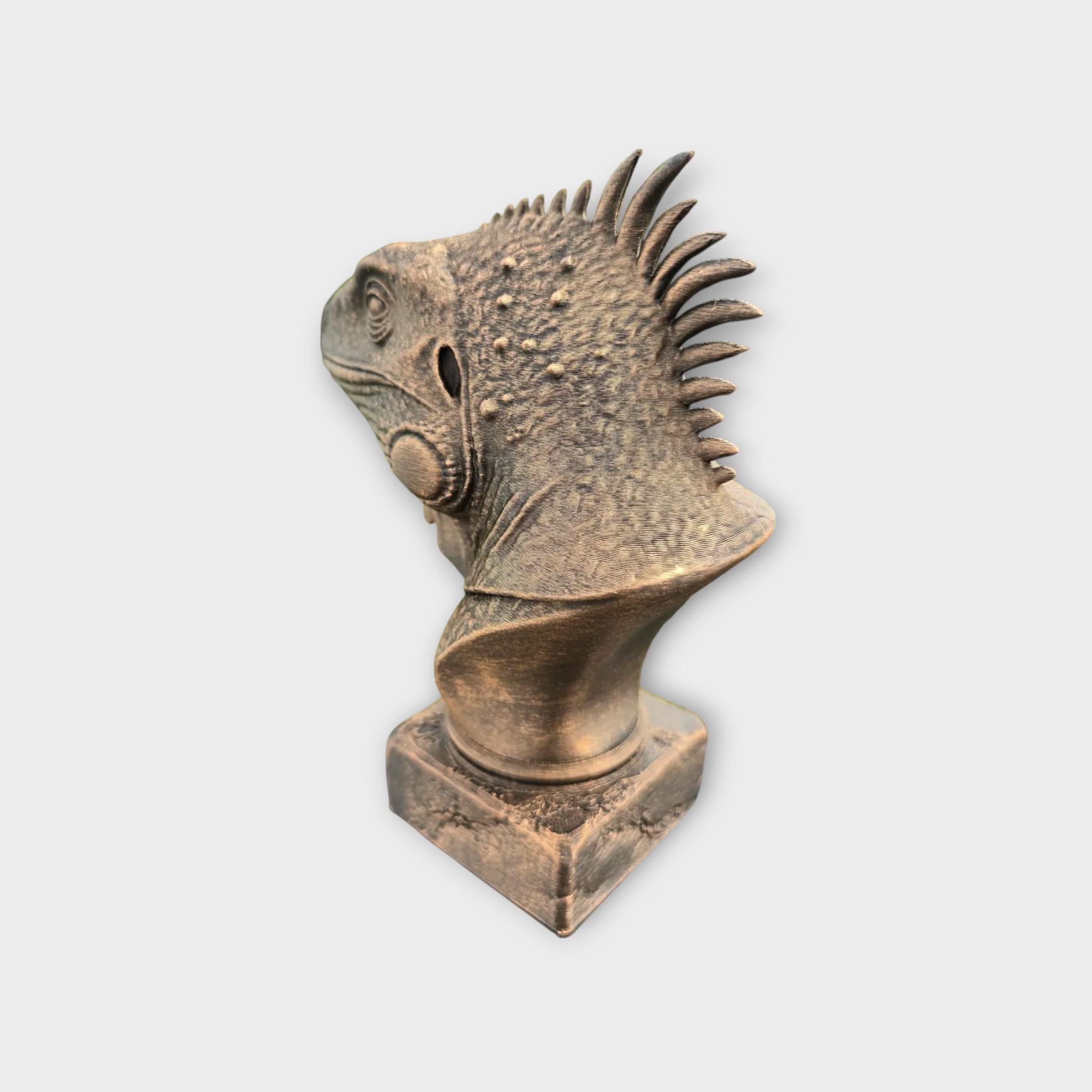 Bust of a Horned Lizzard statue - home decor animal lover gift him her handpainted ornament