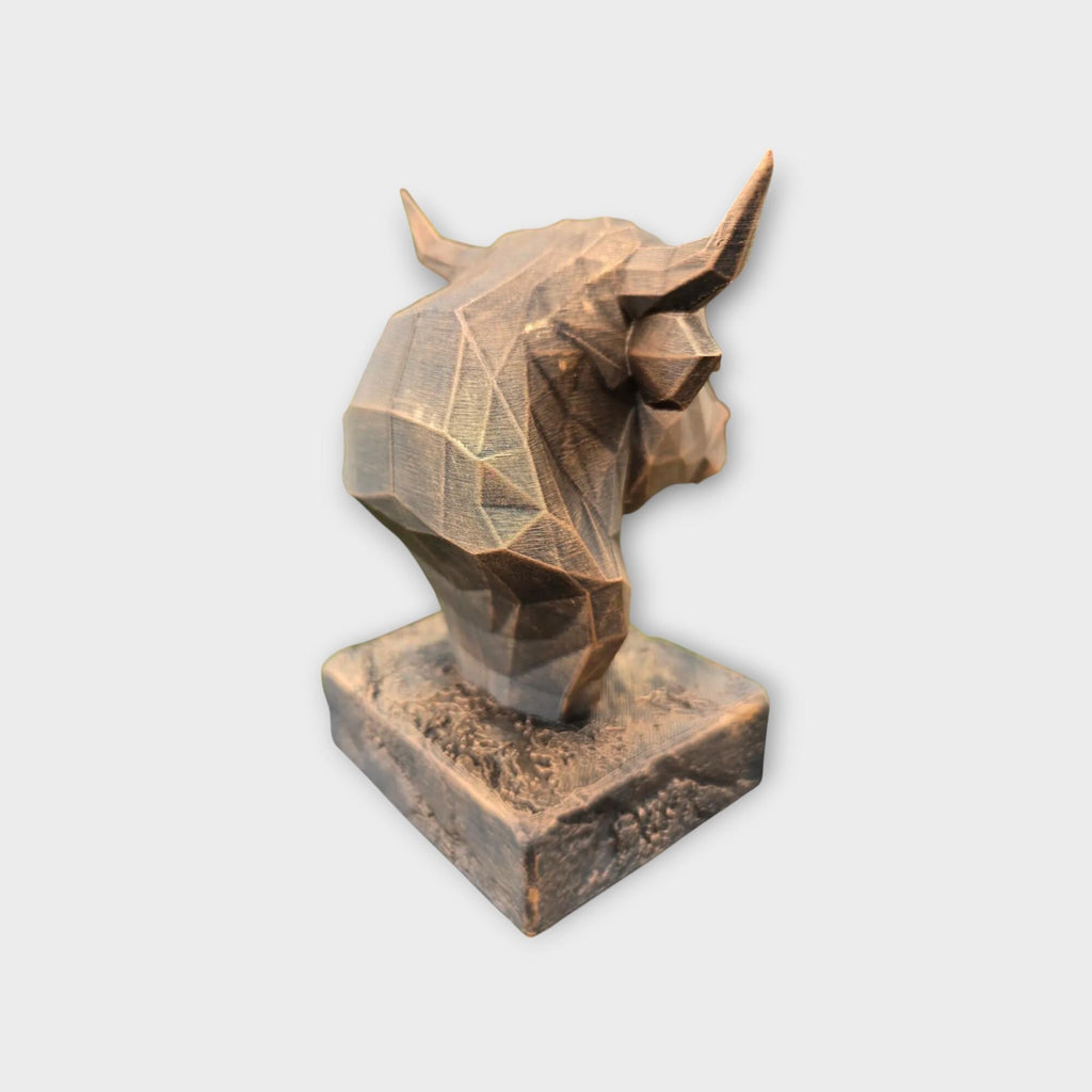 Bust of a Highland Cow Low Poly statue - home decor animal lover gift him her handpainted ornament