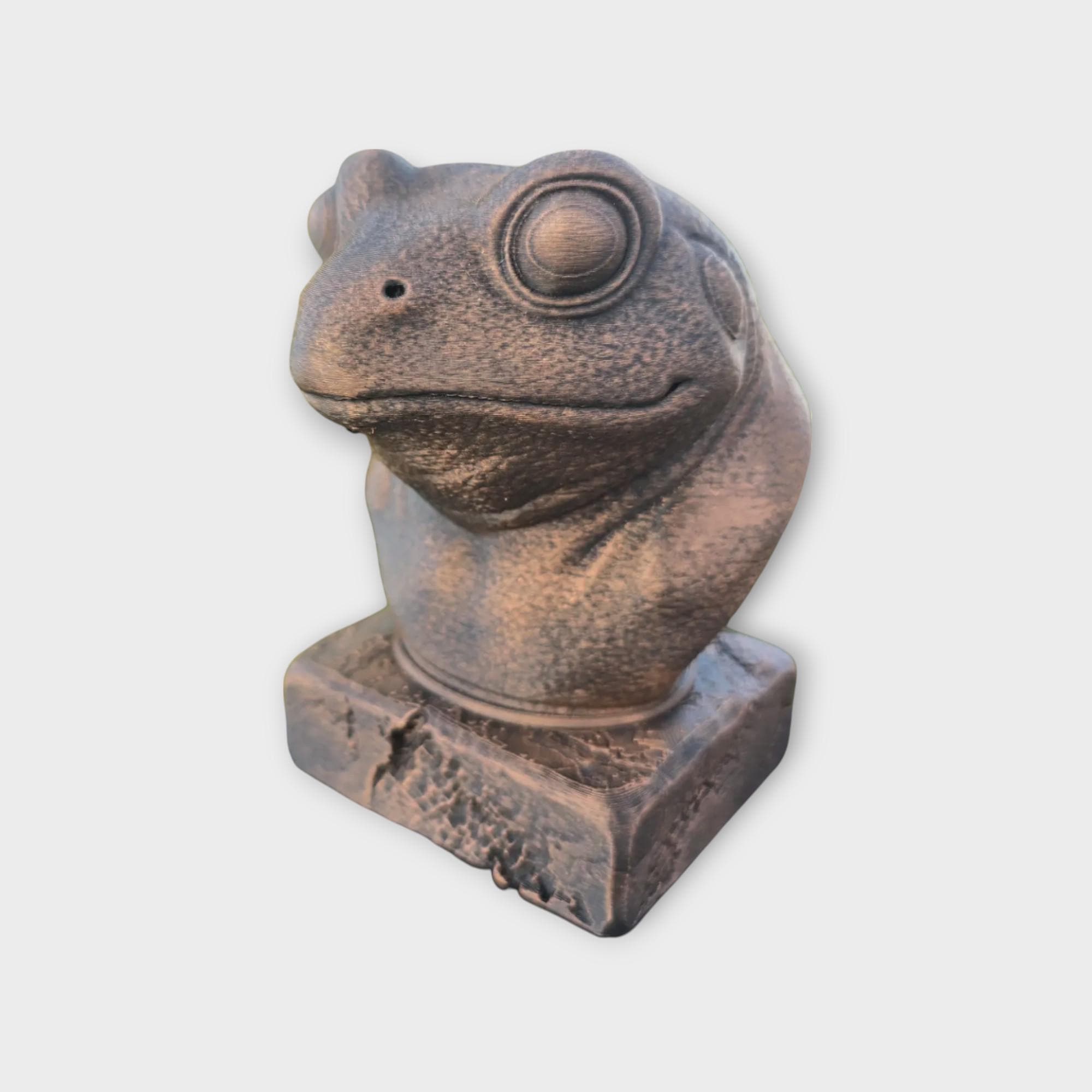 Bust of a frog statue - home decor animal lover gift him her handpainted ornament