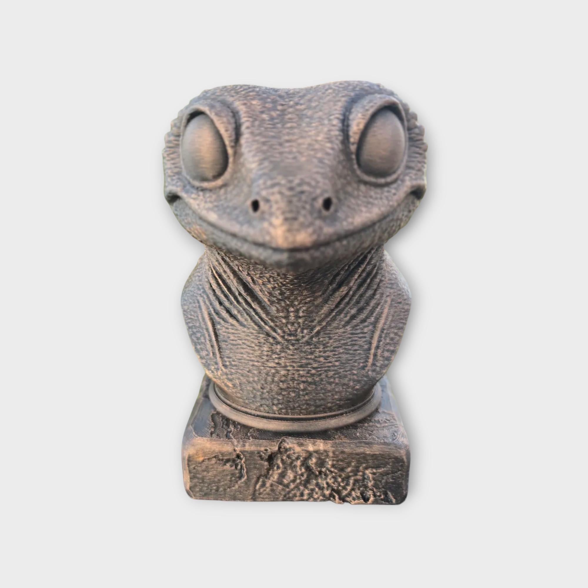 Bust of a Gecko statue - home decor animal lover gift him her handpainted ornament