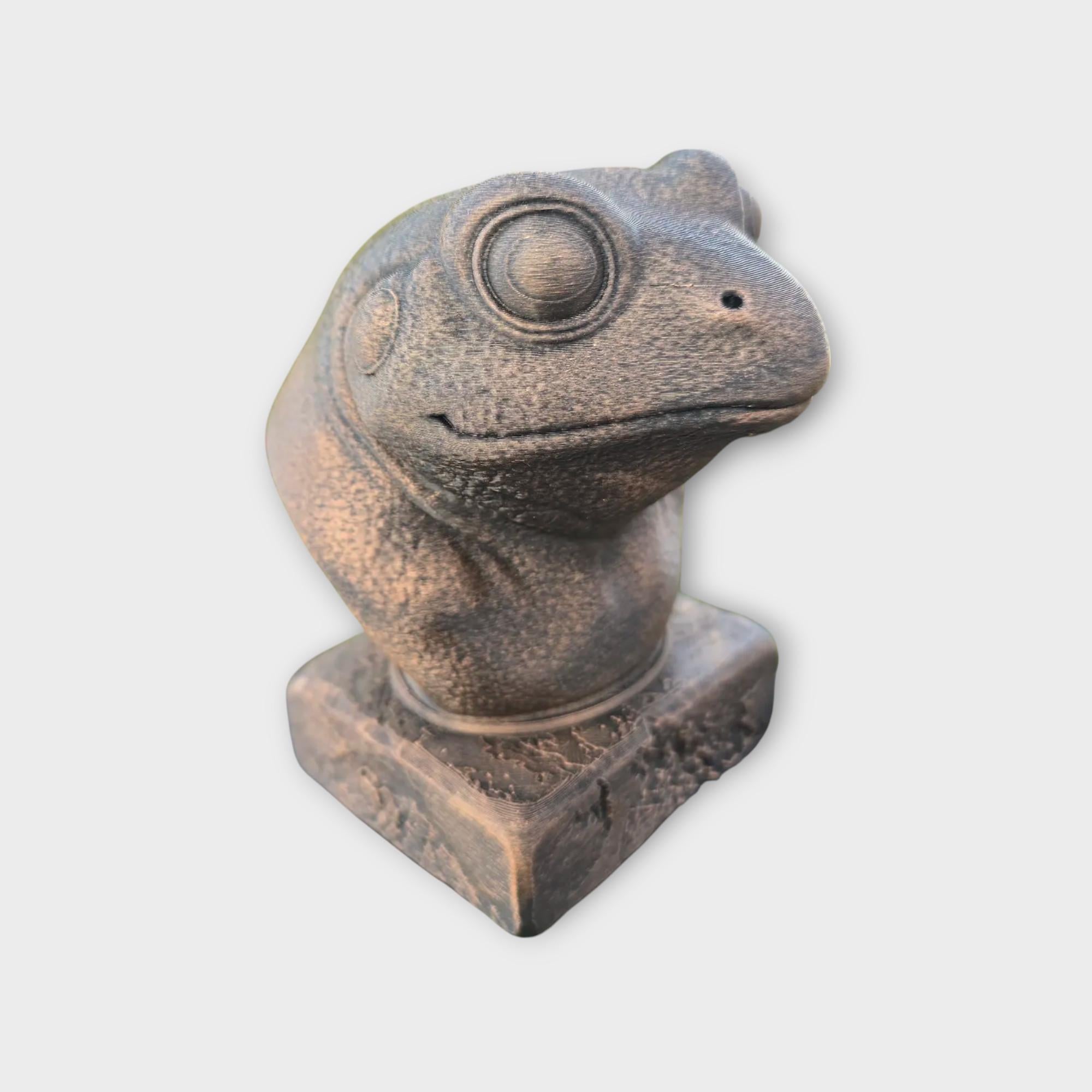 Bust of a frog statue - home decor animal lover gift him her handpainted ornament