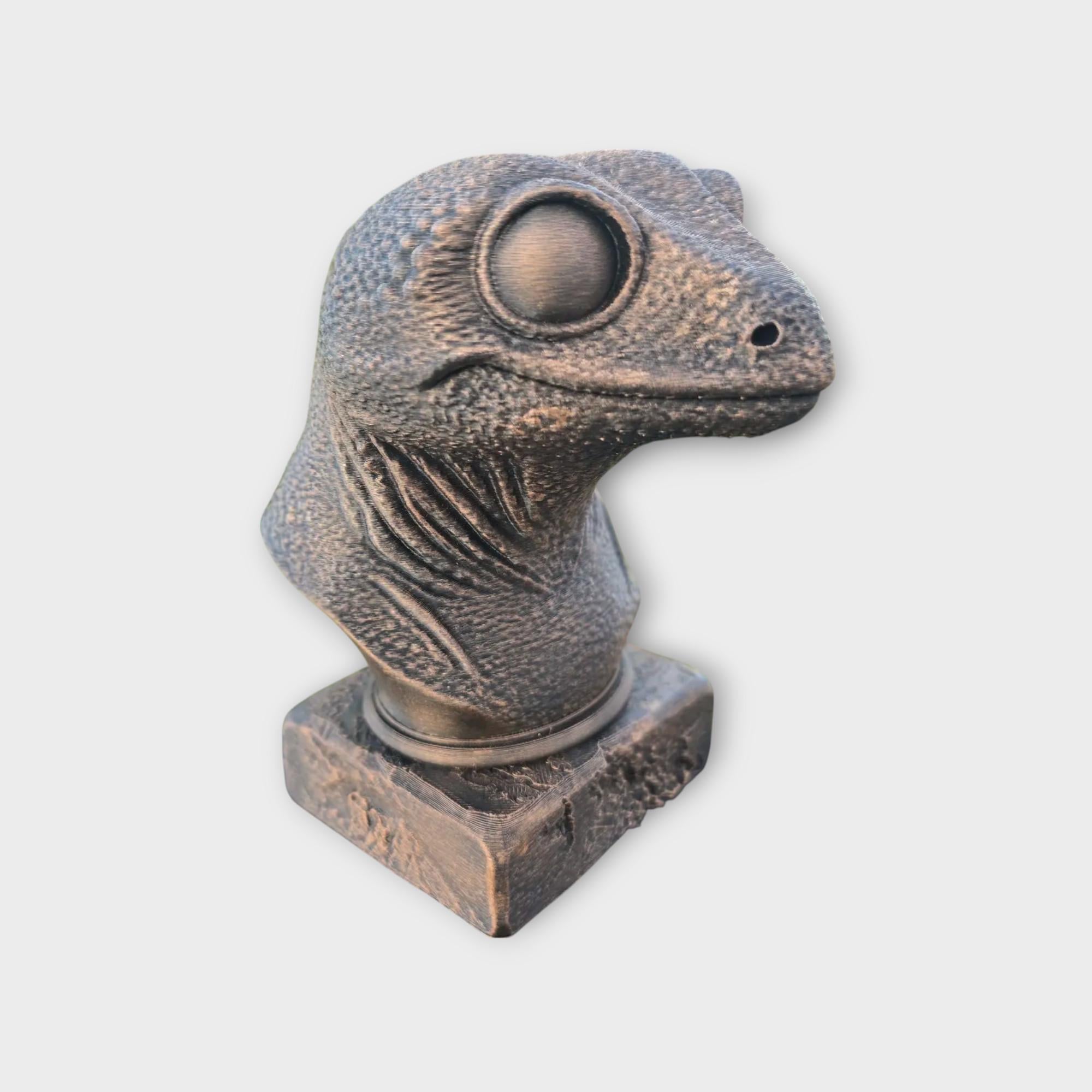 Bust of a Gecko statue - home decor animal lover gift him her handpainted ornament