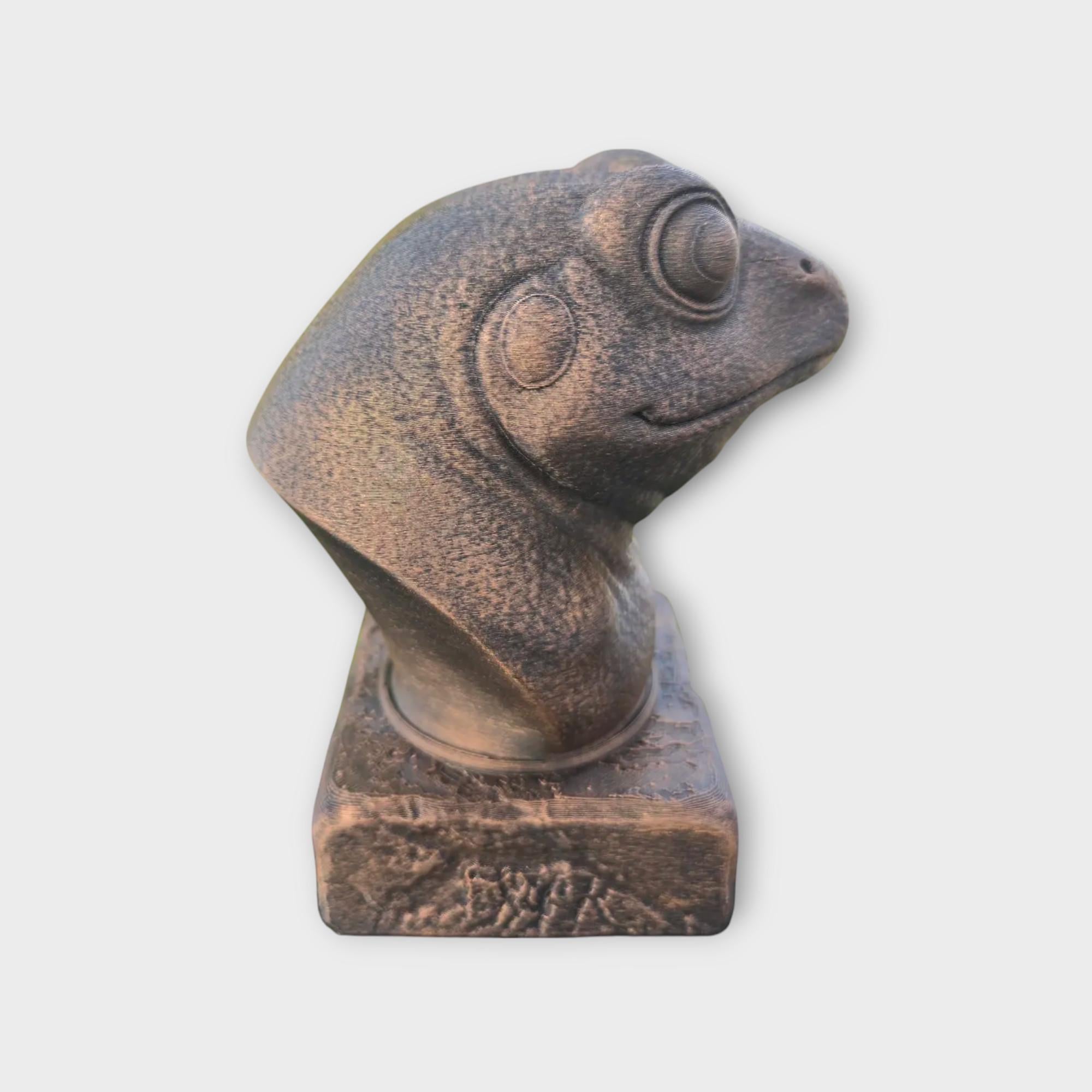 Bust of a frog statue - home decor animal lover gift him her handpainted ornament