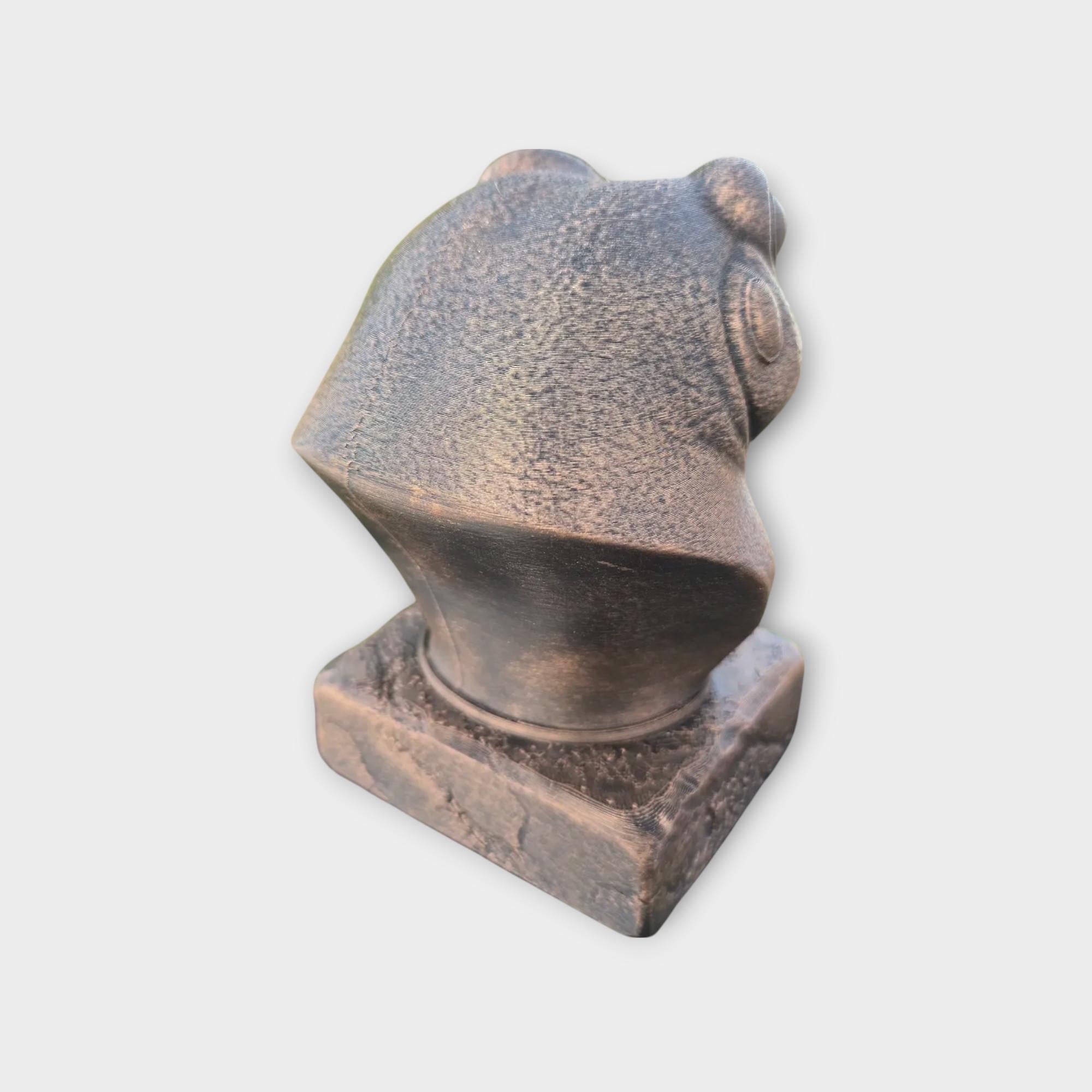 Bust of a frog statue - home decor animal lover gift him her handpainted ornament