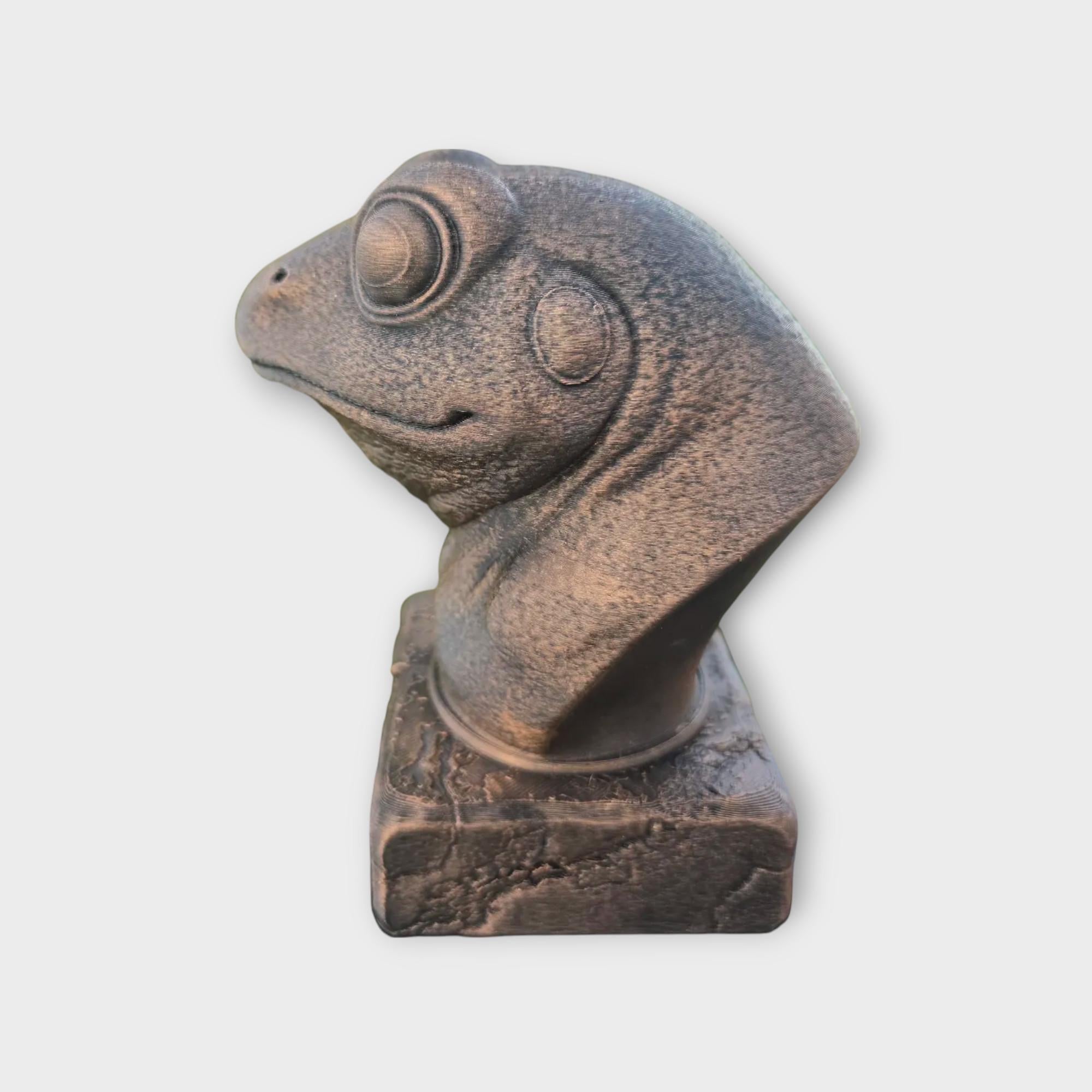 Bust of a frog statue - home decor animal lover gift him her handpainted ornament