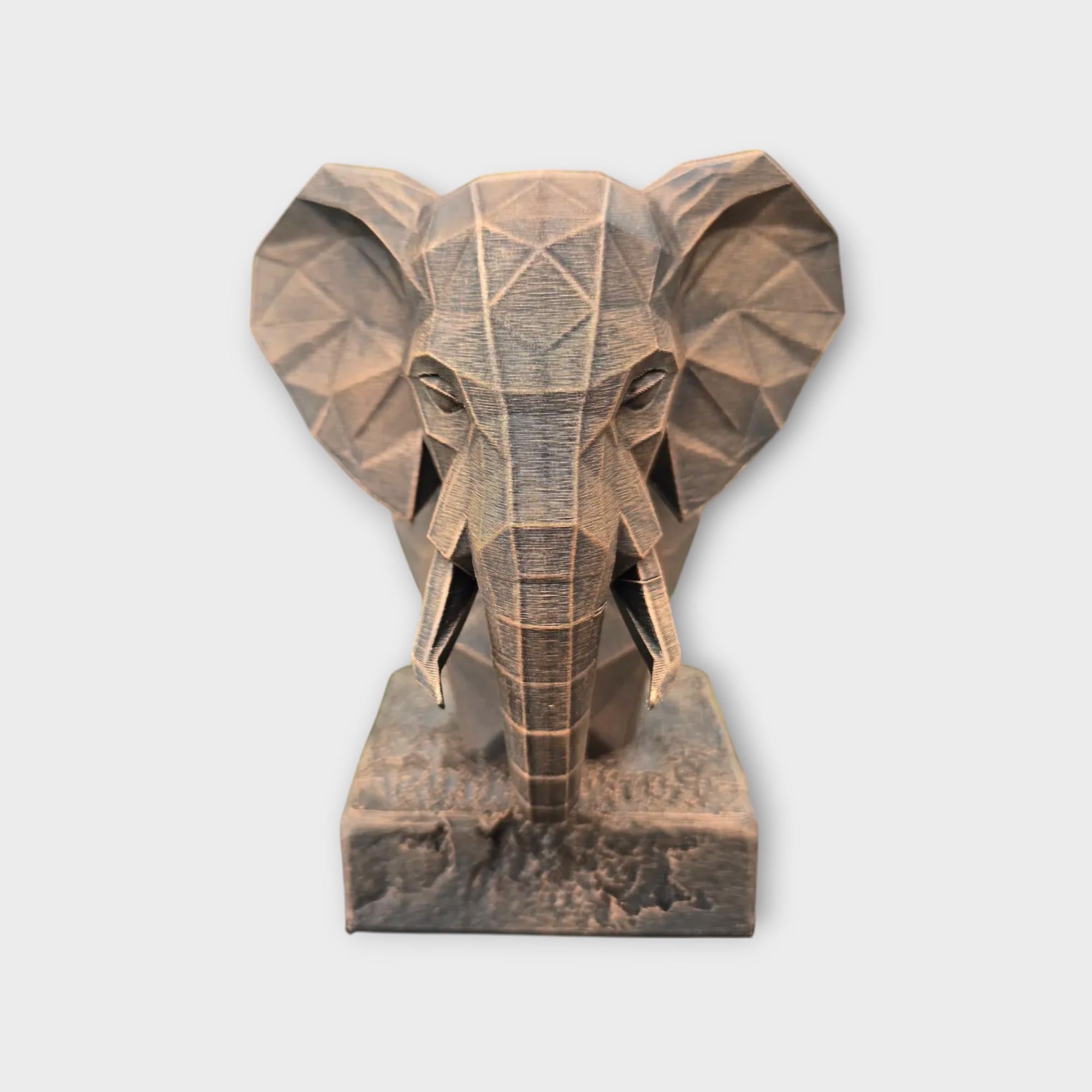 Bust of a Elephant Low Poly statue - home decor animal lover gift him her handpainted ornament