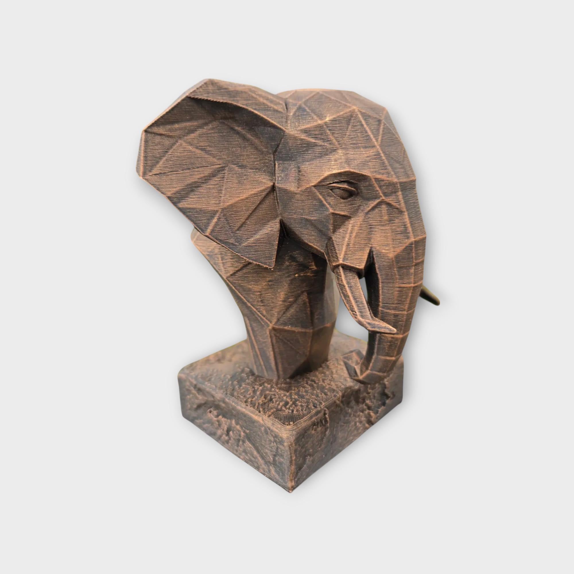 Bust of a Elephant Low Poly statue - home decor animal lover gift him her handpainted ornament