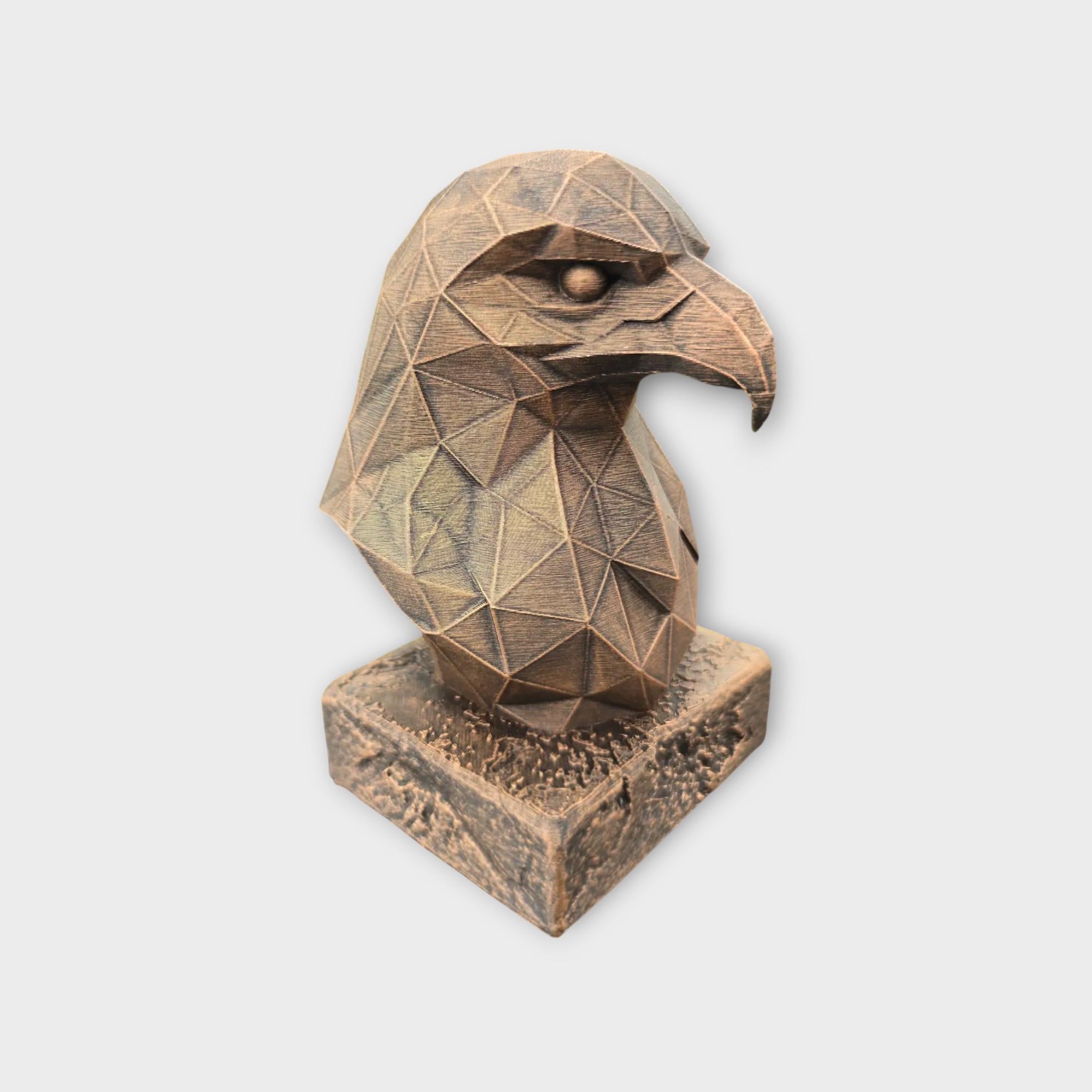Bust of a Eagle Low Poly statue - home decor animal lover gift him her handpainted ornament