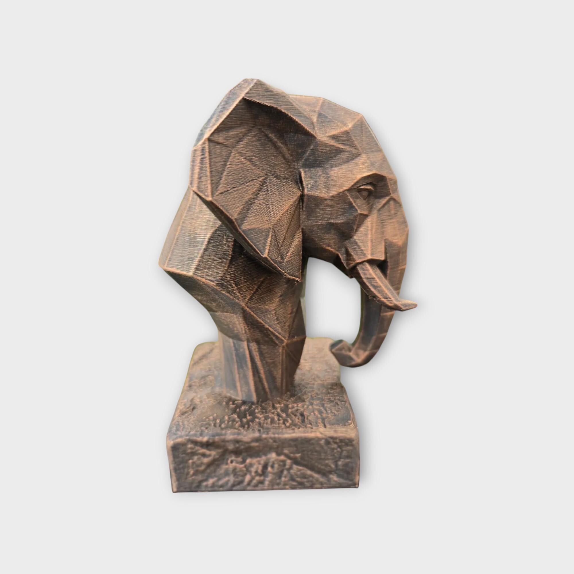 Bust of a Elephant Low Poly statue - home decor animal lover gift him her handpainted ornament