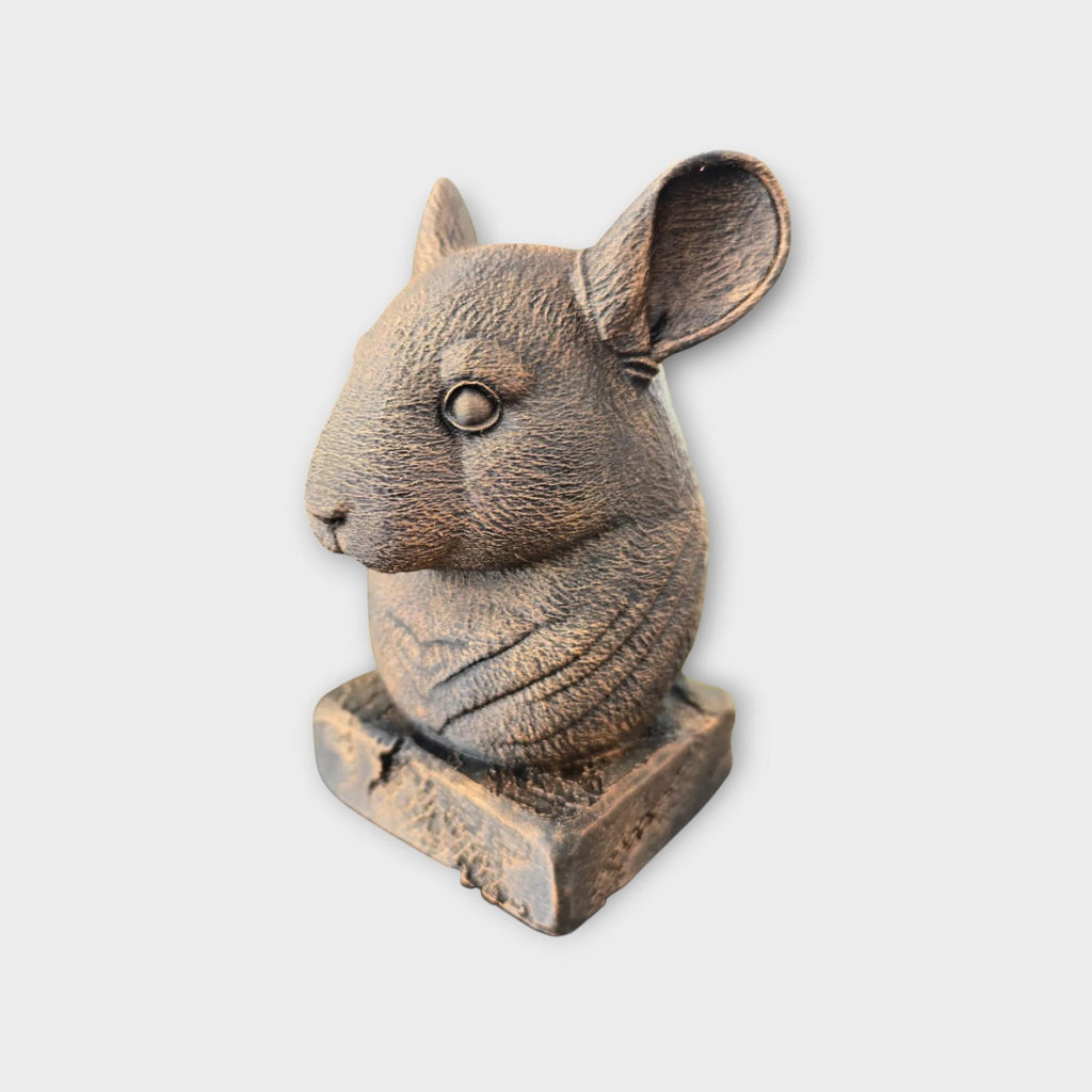 Bust of a chinchilla statue - home decor animal lover gift him her handpainted ornament