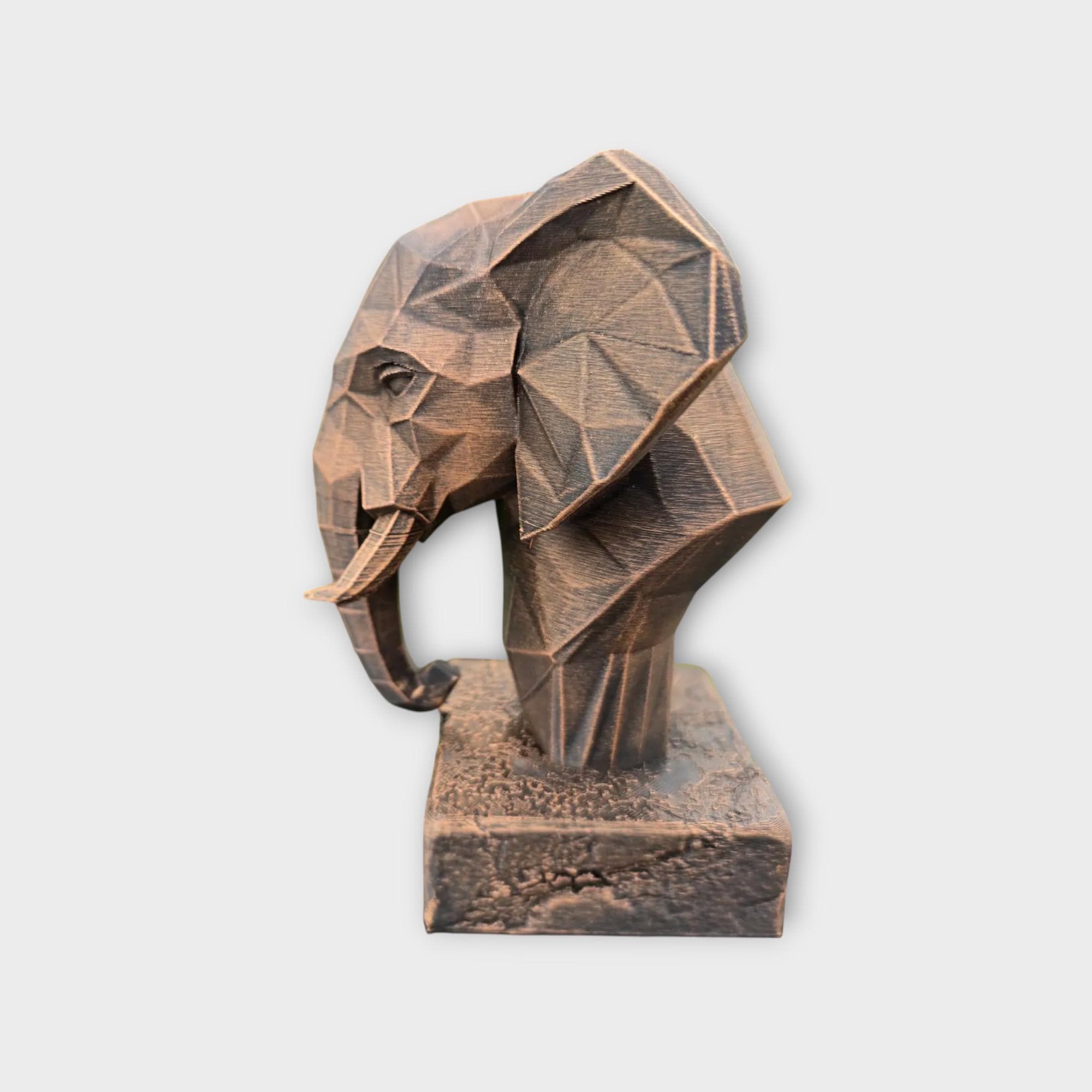 Bust of a Elephant Low Poly statue - home decor animal lover gift him her handpainted ornament