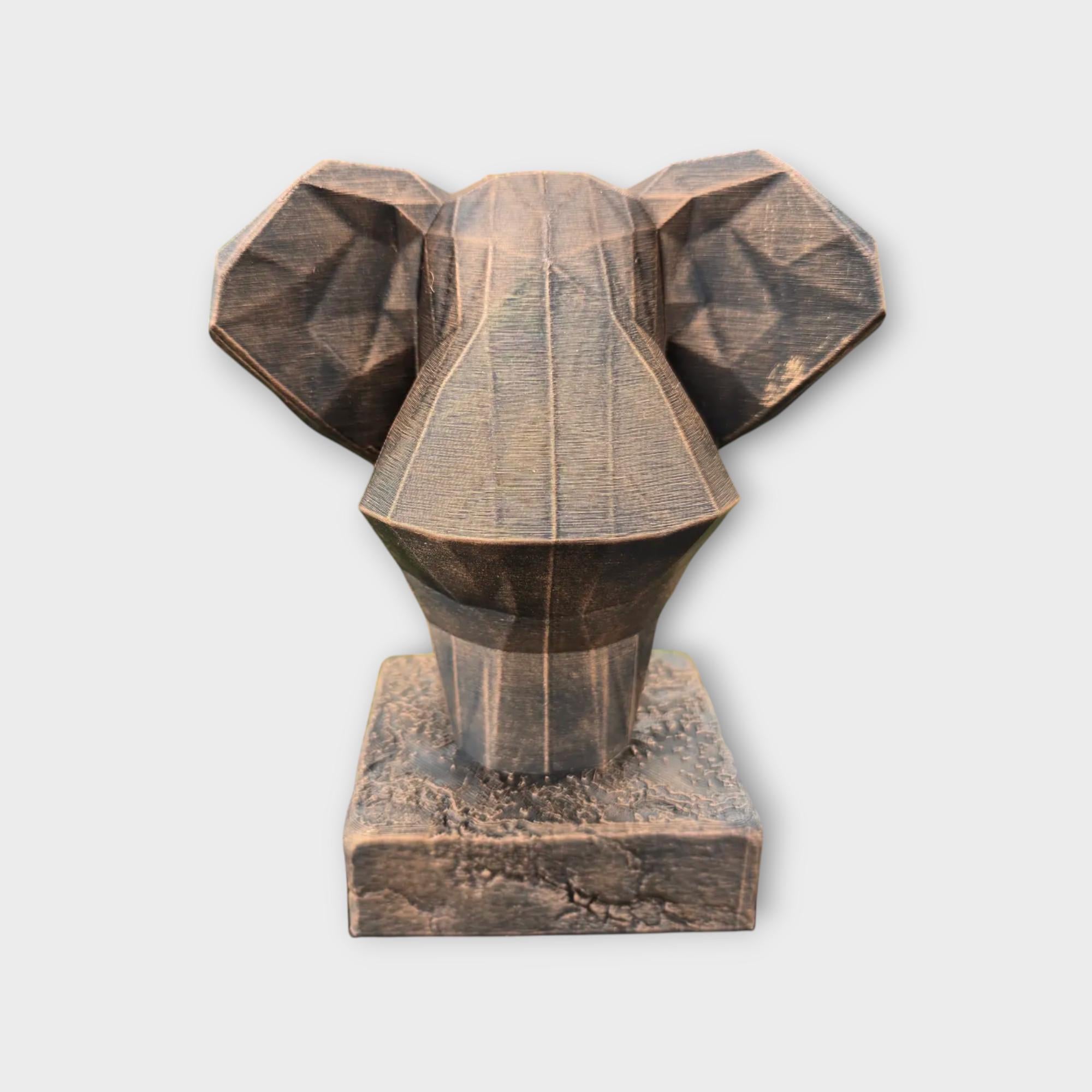 Bust of a Elephant Low Poly statue - home decor animal lover gift him her handpainted ornament