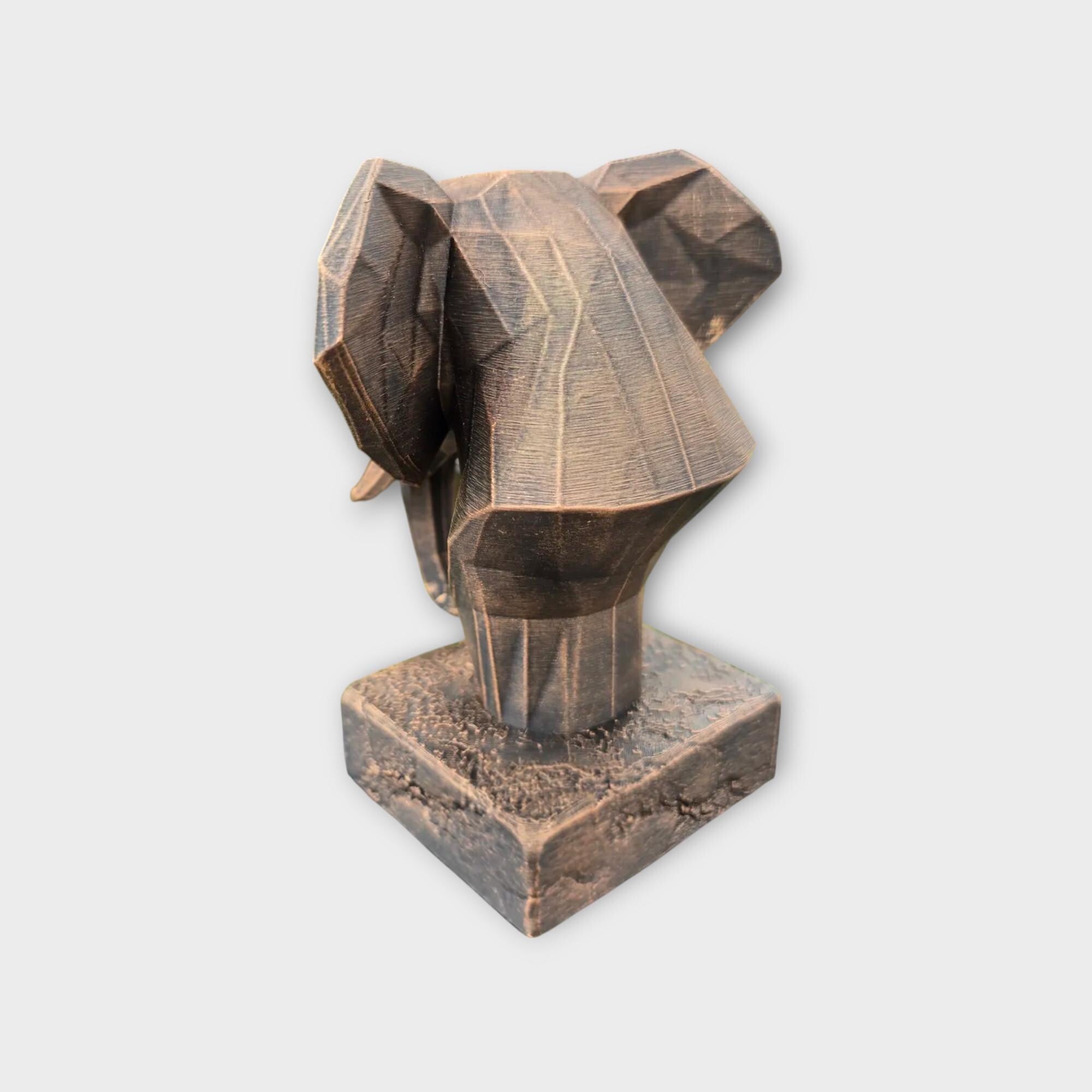 Bust of a Elephant Low Poly statue - home decor animal lover gift him her handpainted ornament