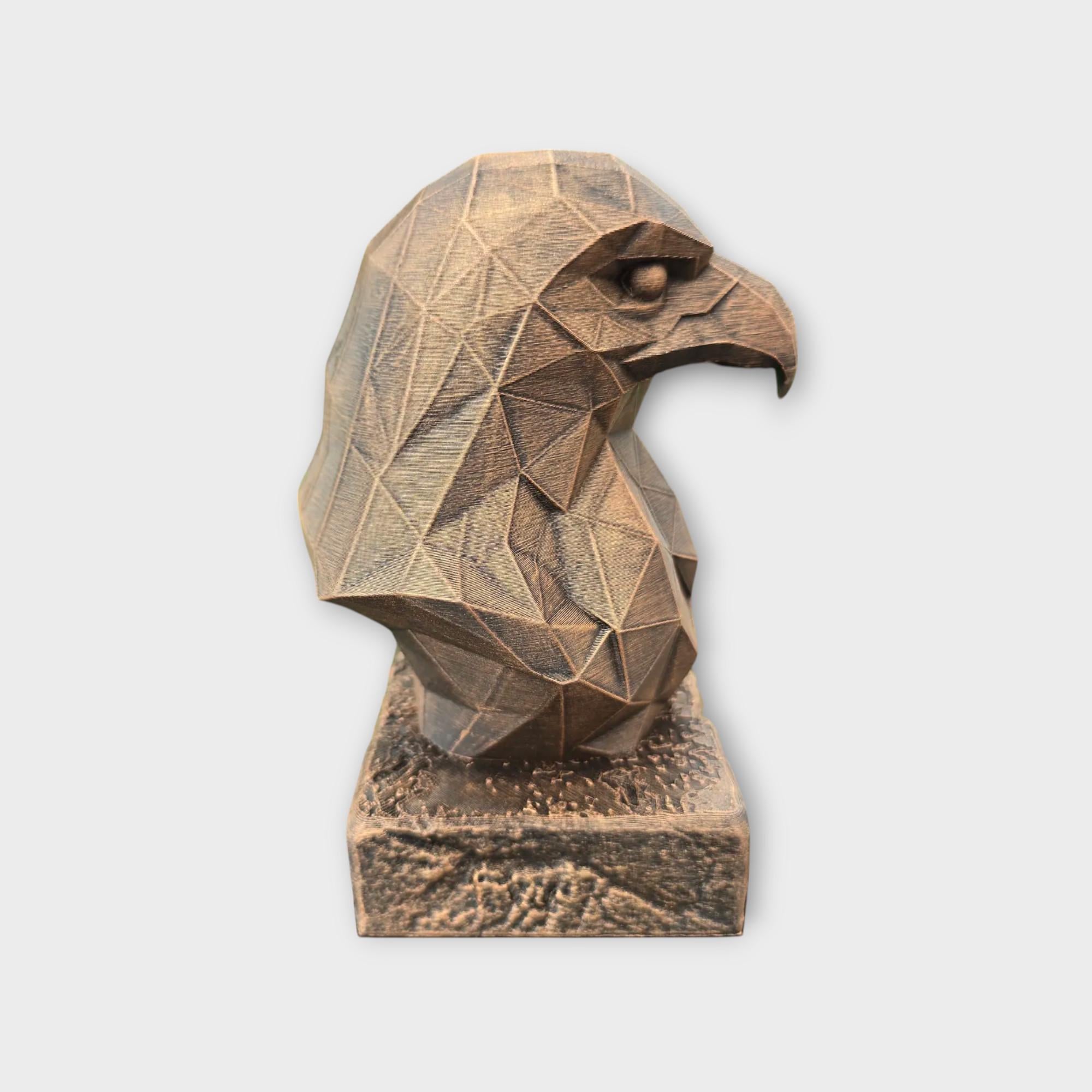 Bust of a Eagle Low Poly statue - home decor animal lover gift him her handpainted ornament
