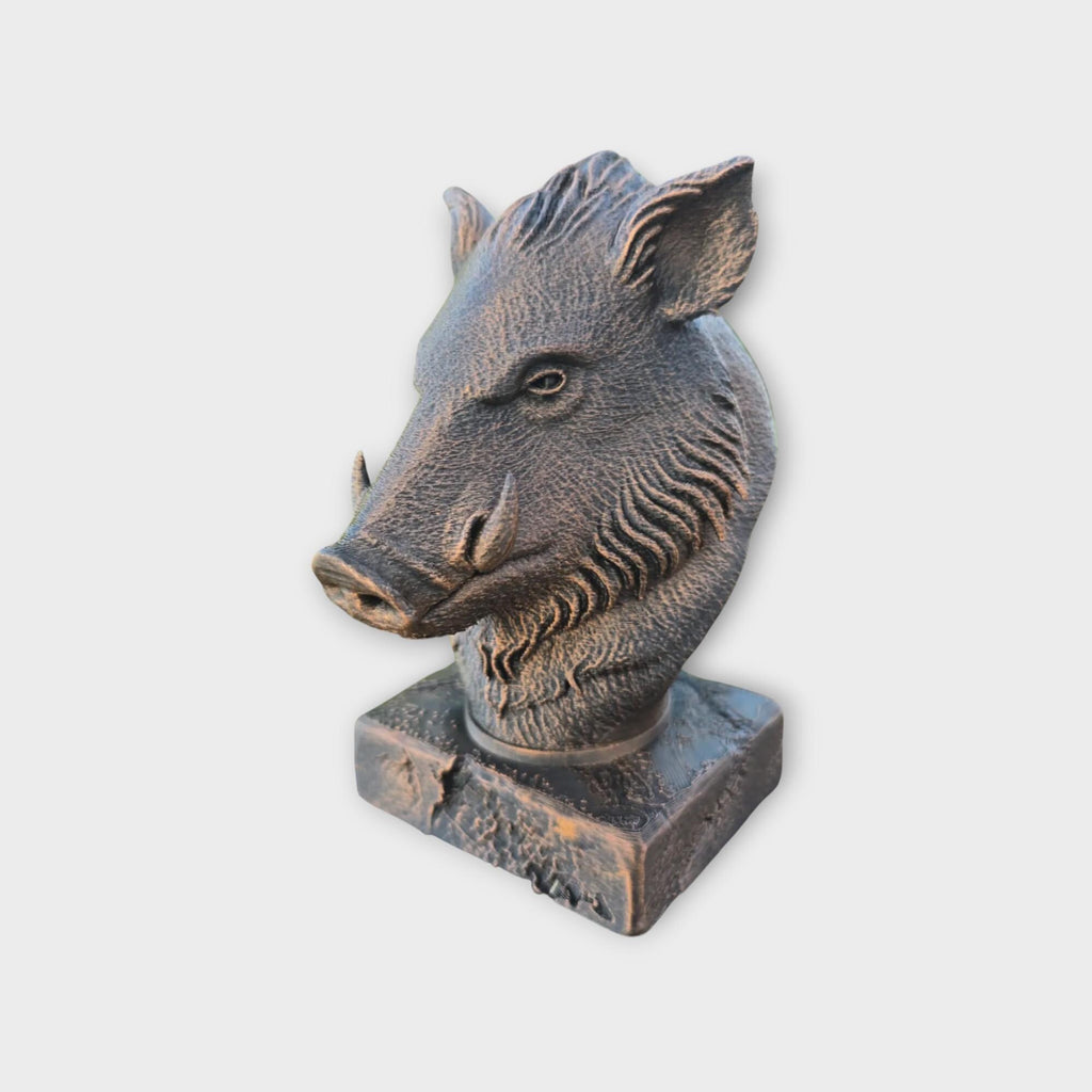 Bust of a Boar statue - home decor animal lover gift him her handpainted ornament