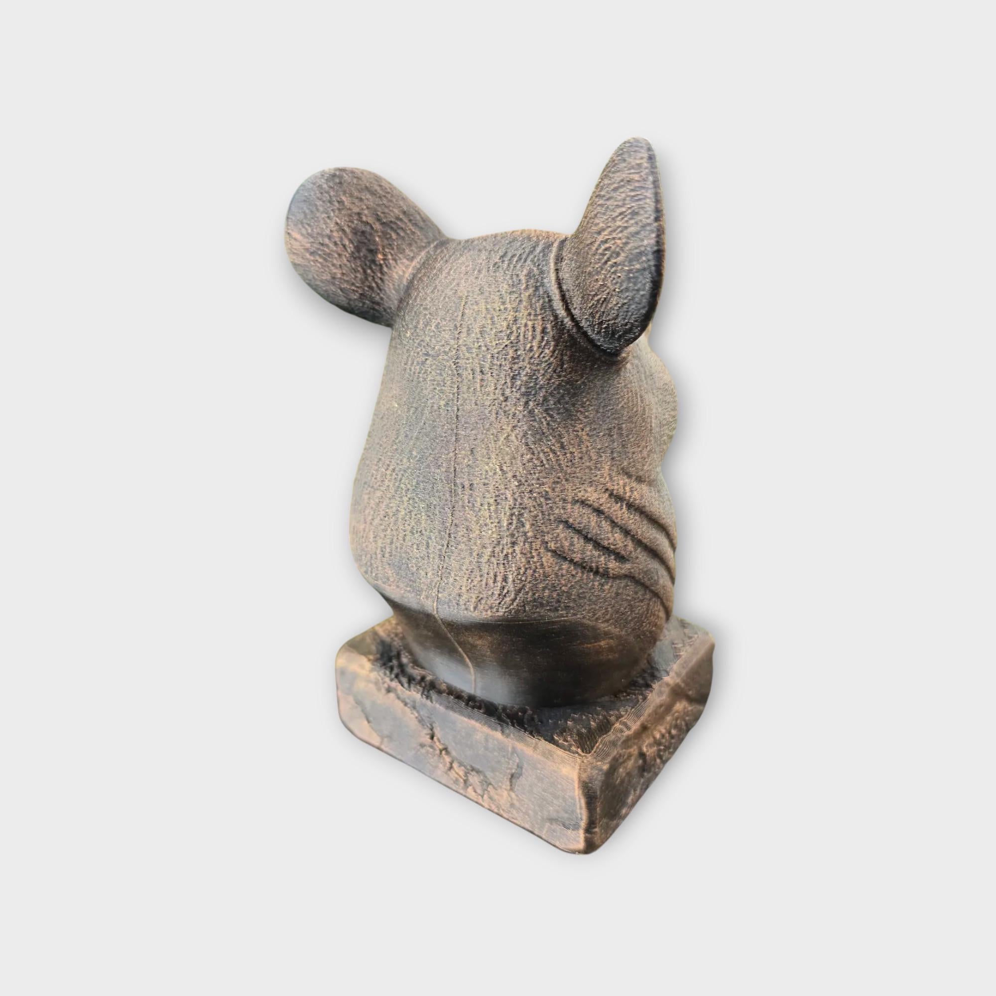 Bust of a chinchilla statue - home decor animal lover gift him her handpainted ornament