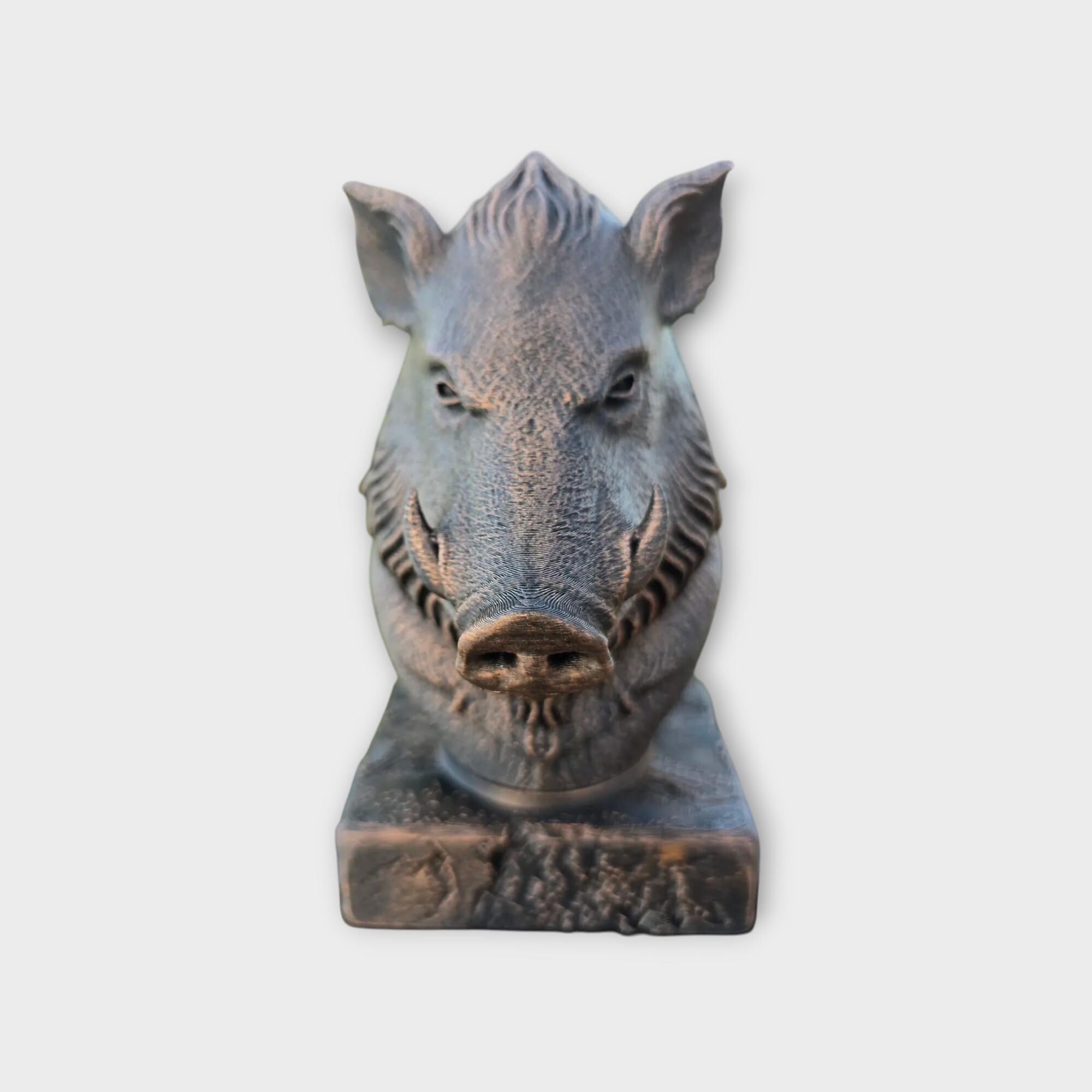 Bust of a Boar statue - home decor animal lover gift him her handpainted ornament