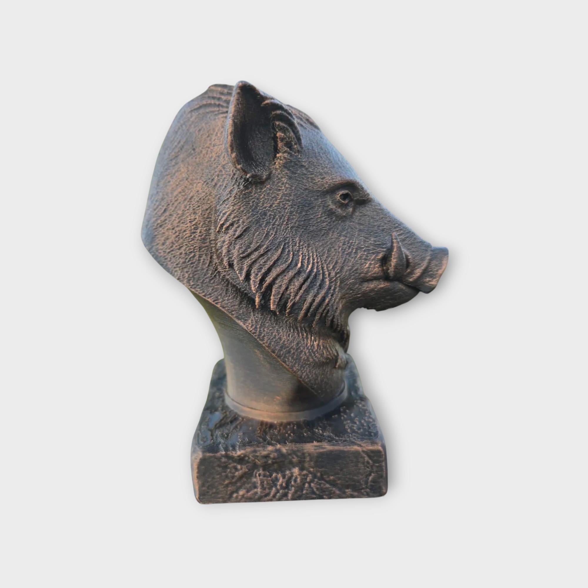Bust of a Boar statue - home decor animal lover gift him her handpainted ornament
