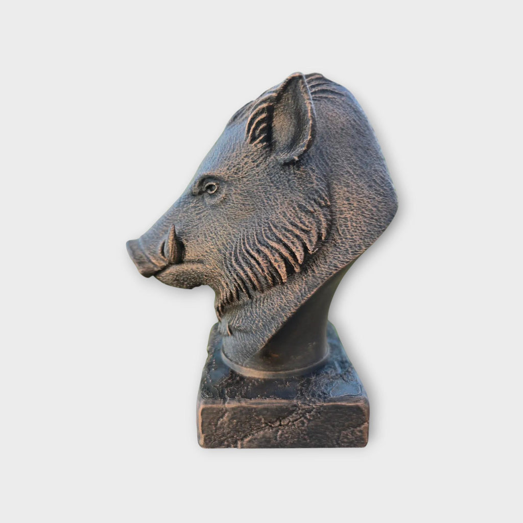 Bust of a Boar statue - home decor animal lover gift him her handpainted ornament