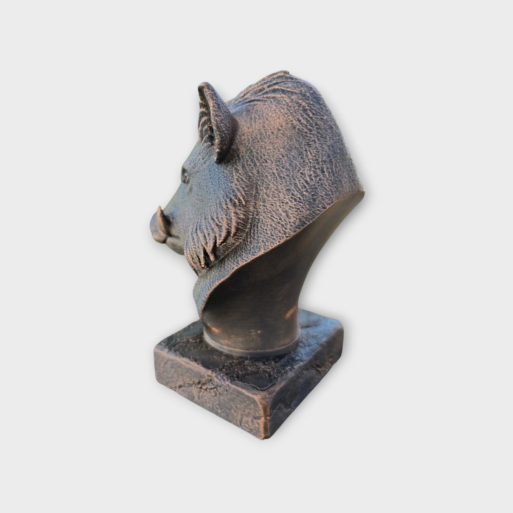 Bust of a Boar statue - home decor animal lover gift him her handpainted ornament
