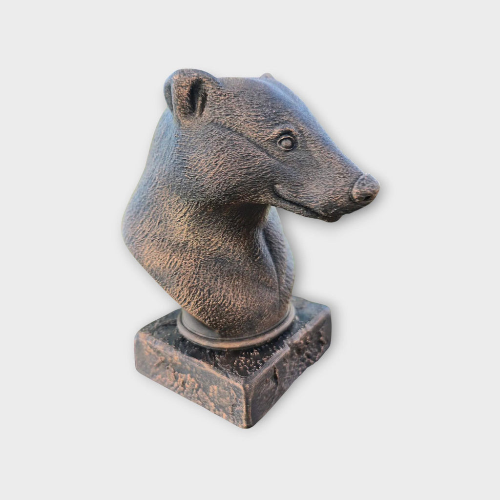 Bust of a Badger statue - home decor animal lover gift him her handpainted ornament
