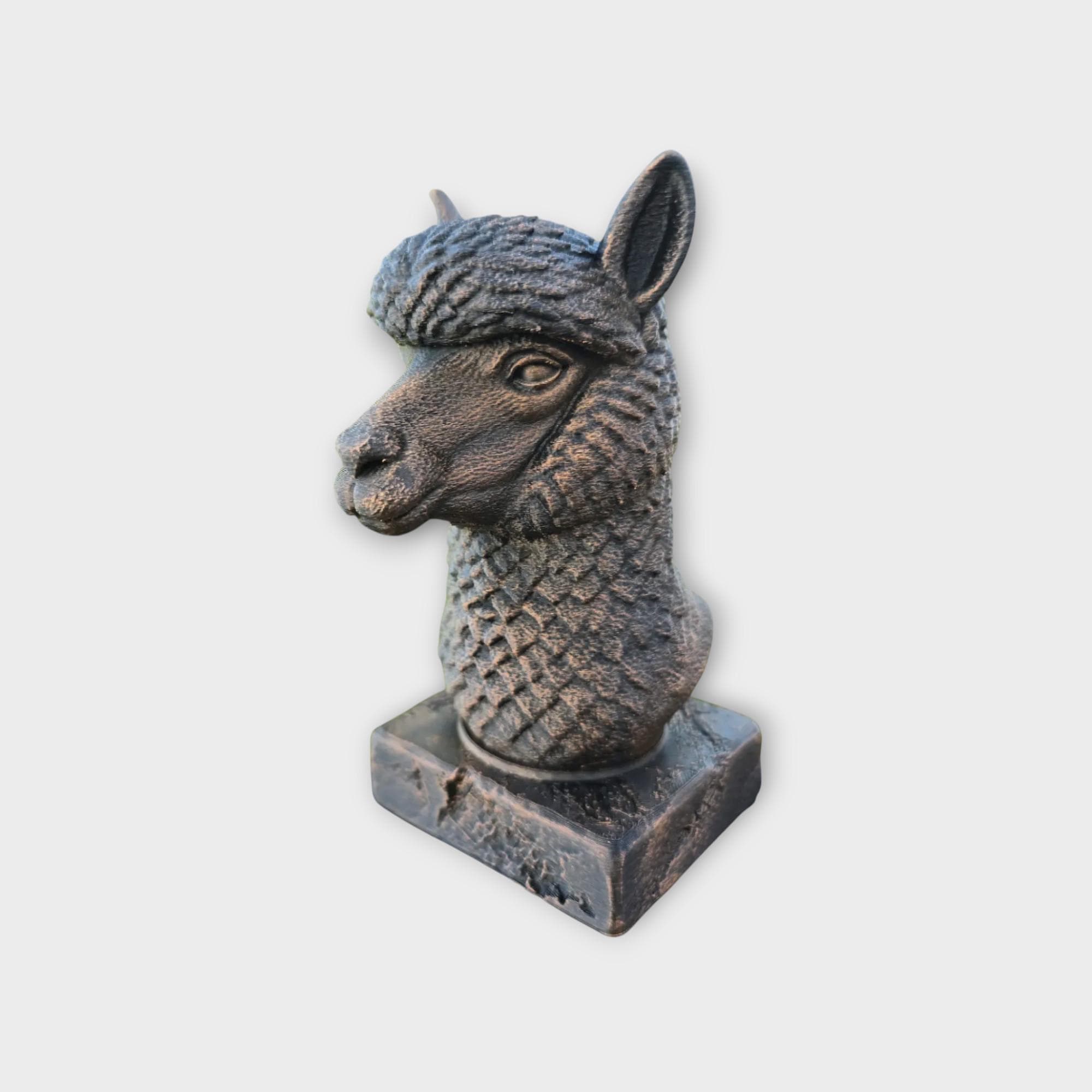 Bust of a Alpaca statue - home decor animal lover gift him her handpainted ornament