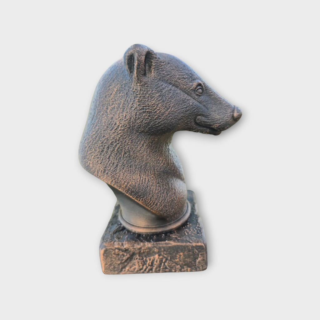 Bust of a Badger statue - home decor animal lover gift him her handpainted ornament
