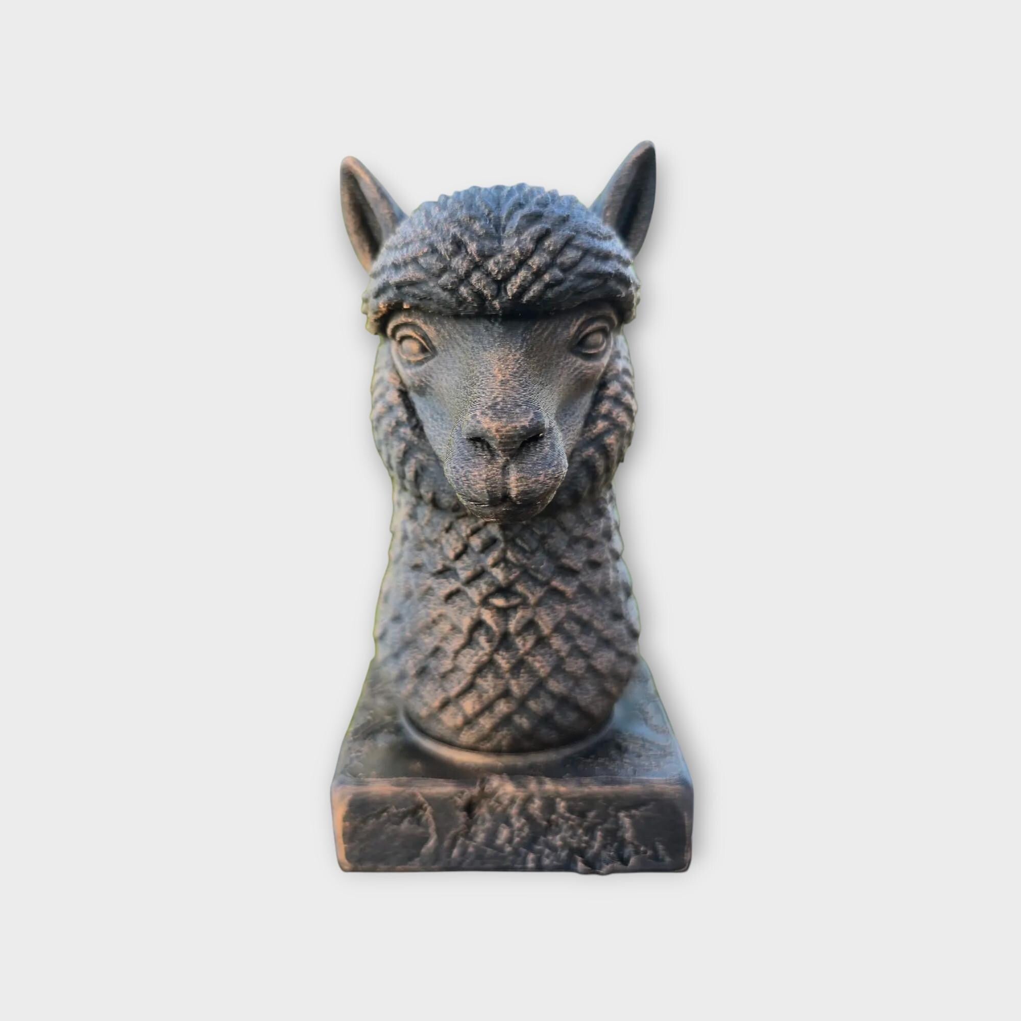 Bust of a Alpaca statue - home decor animal lover gift him her handpainted ornament