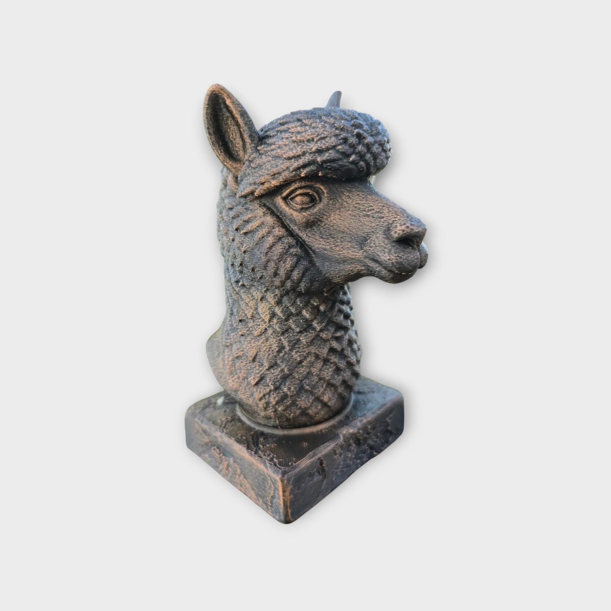 Bust of a Alpaca statue - home decor animal lover gift him her handpainted ornament