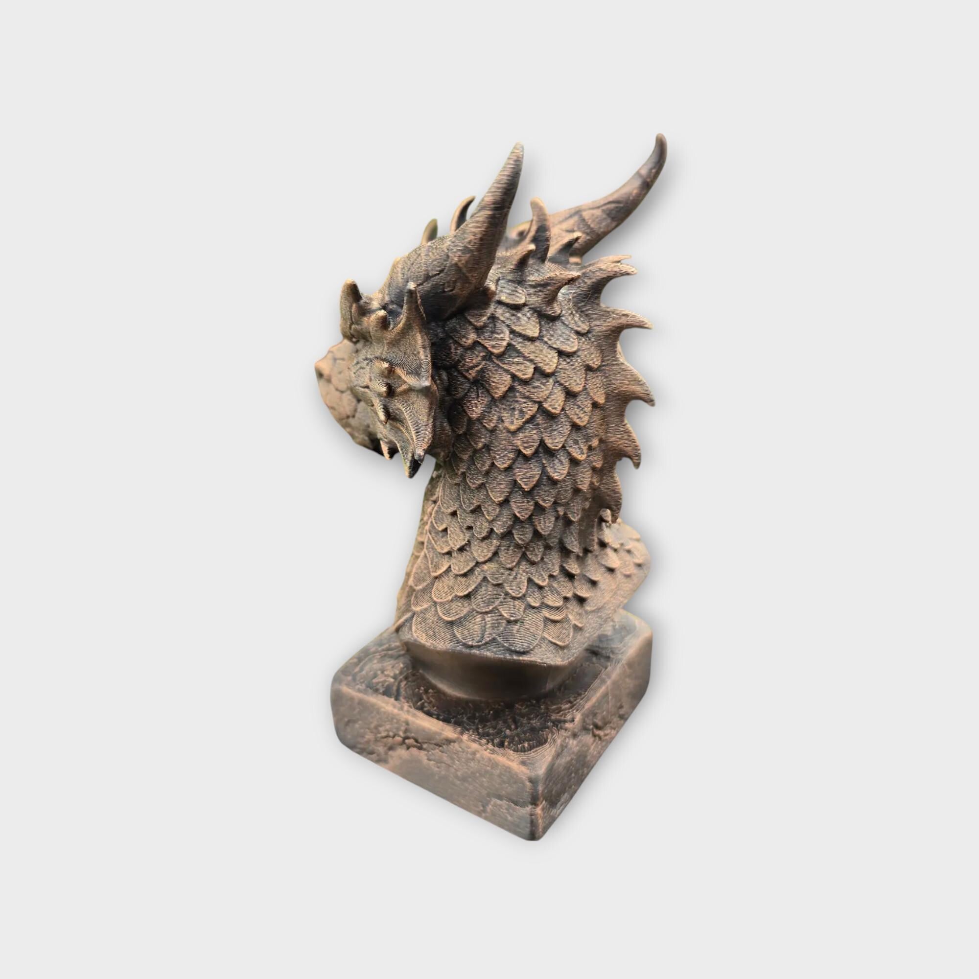 Bust of a fire Dragon Bust statue - handpainted home decor dog lover gift him her ornament