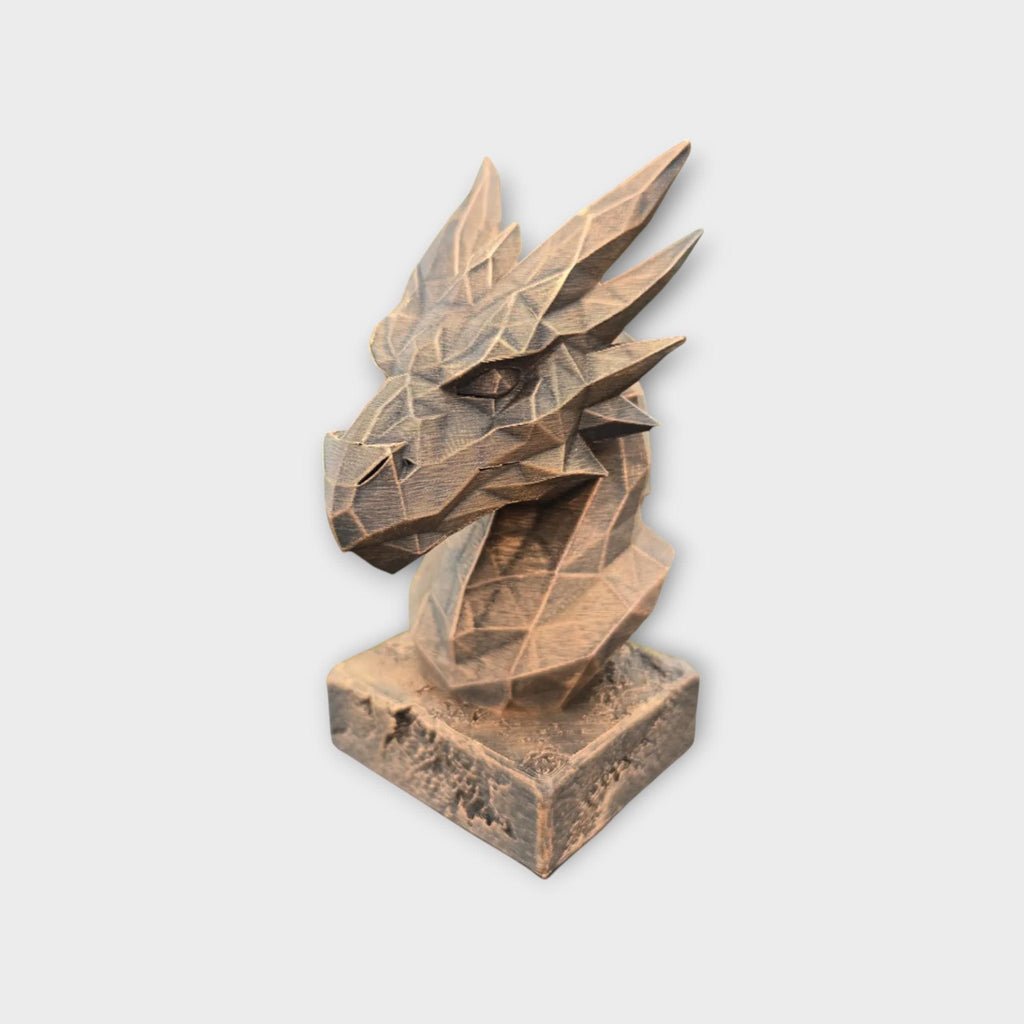 Büste einer Drachenstatue in Low-Poly-Optik – Wohndeko, Fantasy-Liebhaber, Geschenk für ihn oder sie, handbemaltes Ornament
