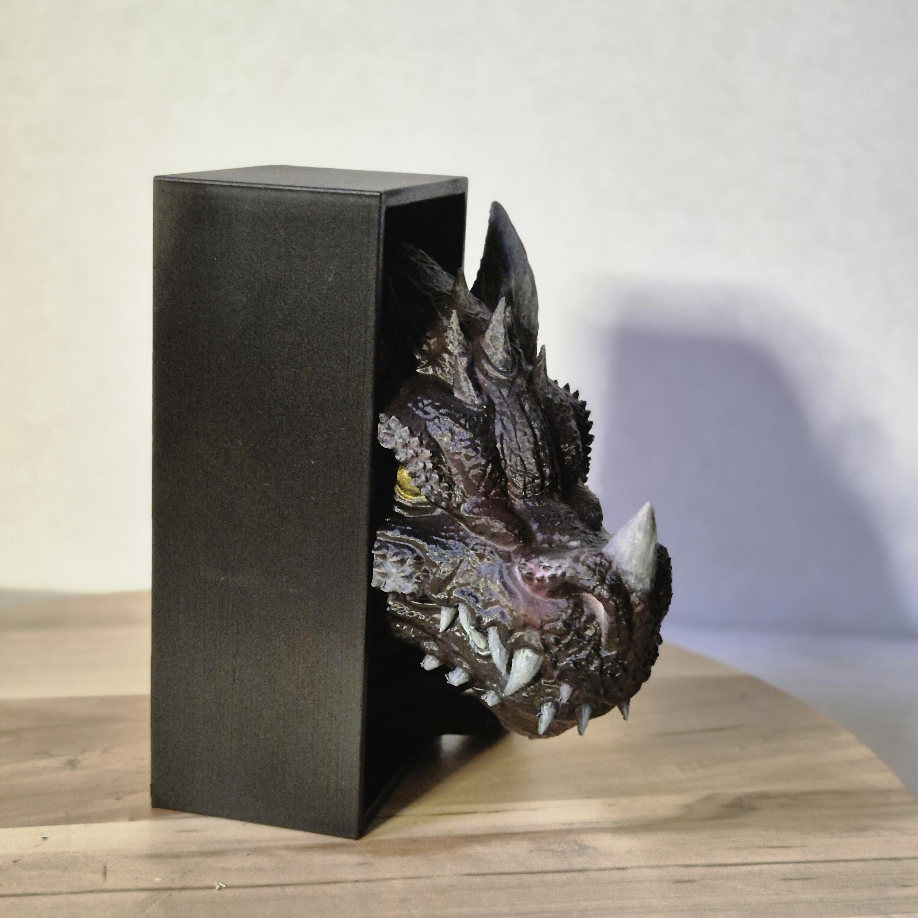 Brown Dragon Head and Tail Book Nook & DnD DM Screen - 2-in-1 Fantasy Set forthwing onyxstorm decor gift