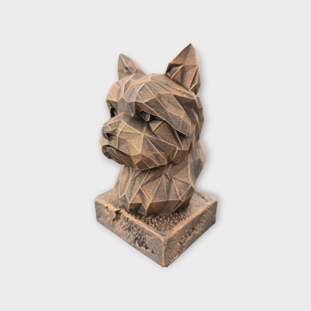 Bust of a Yorkshire Terrier Low Poly dog statue - home decor dog lover handpainted ornament