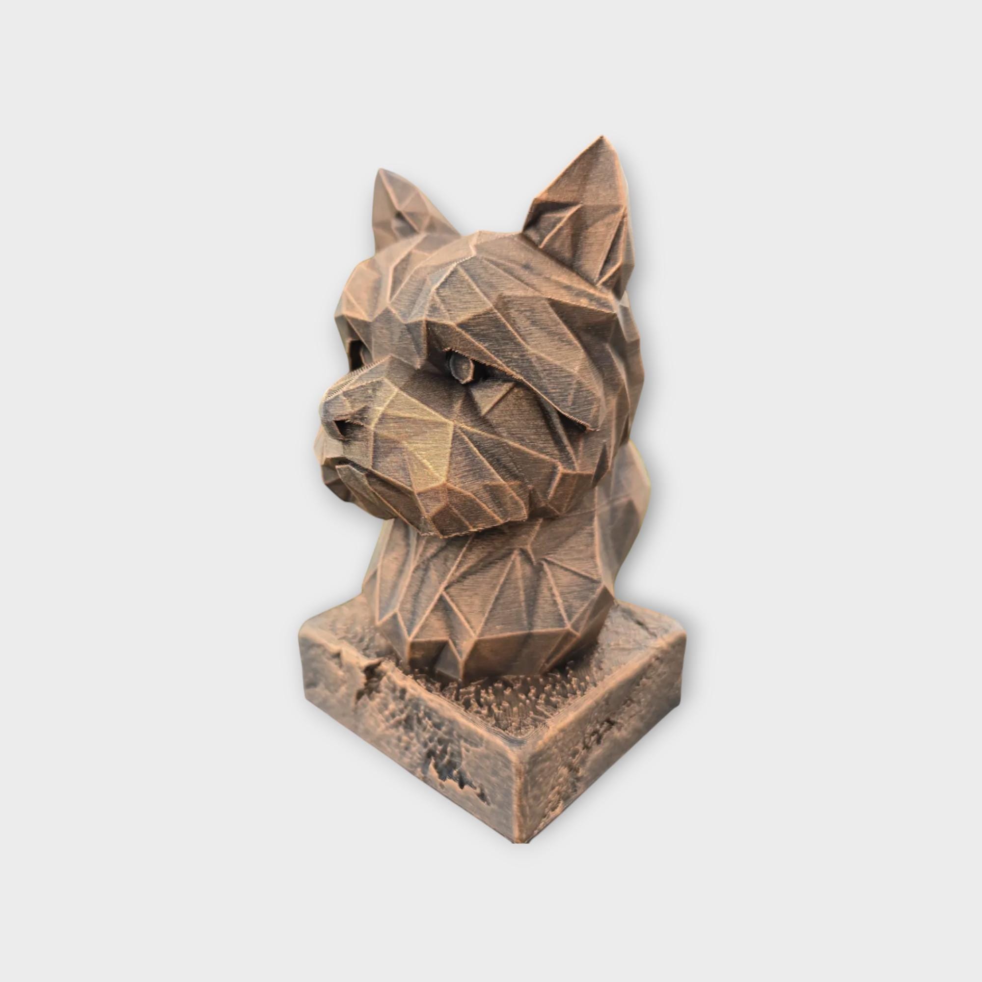 Bust of a Yorkshire Terrier Low Poly dog statue - home decor dog lover handpainted ornament