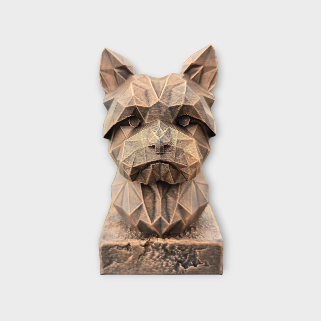 Bust of a Yorkshire Terrier Low Poly dog statue - home decor dog lover handpainted ornament