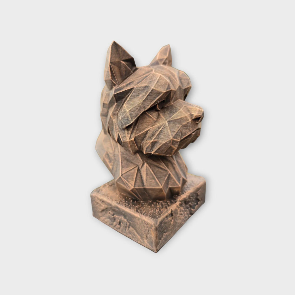 Bust of a Yorkshire Terrier Low Poly dog statue - home decor dog lover handpainted ornament