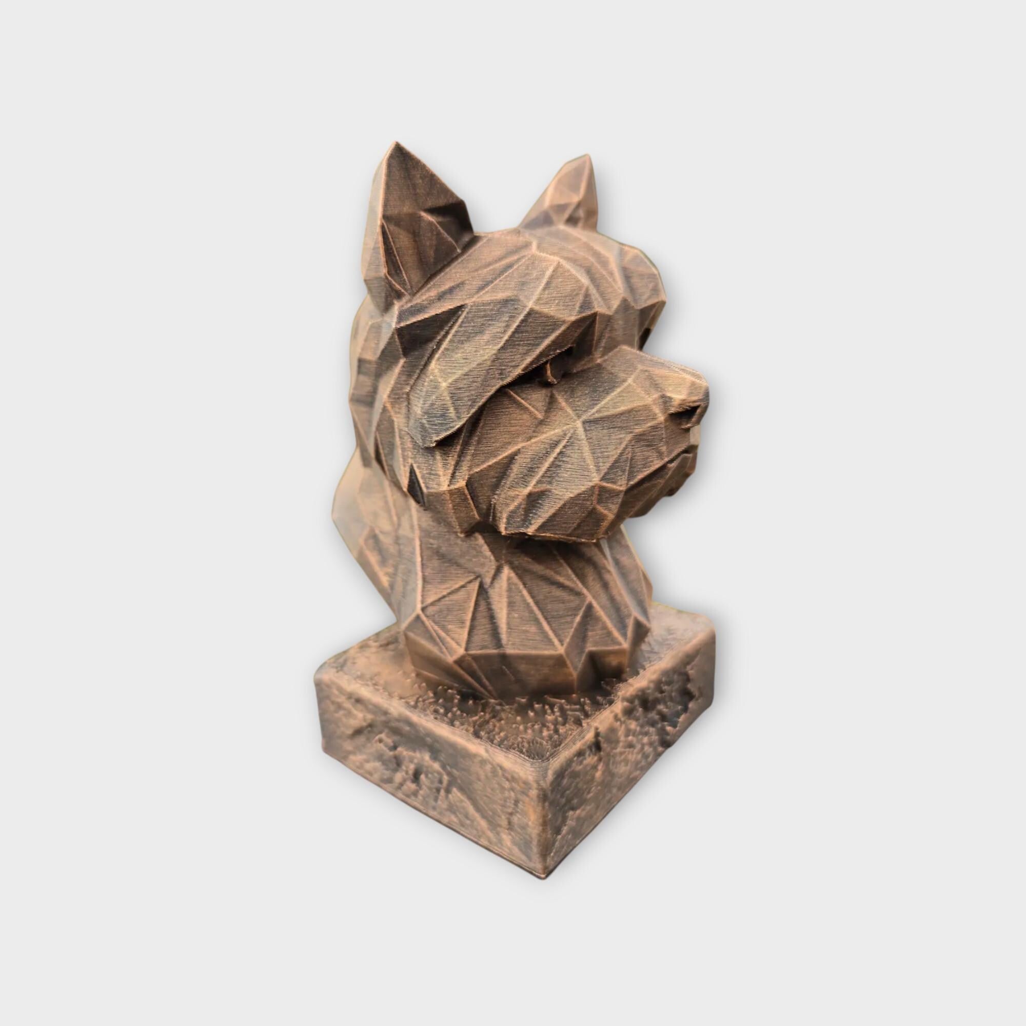 Bust of a Yorkshire Terrier Low Poly dog statue - home decor dog lover handpainted ornament