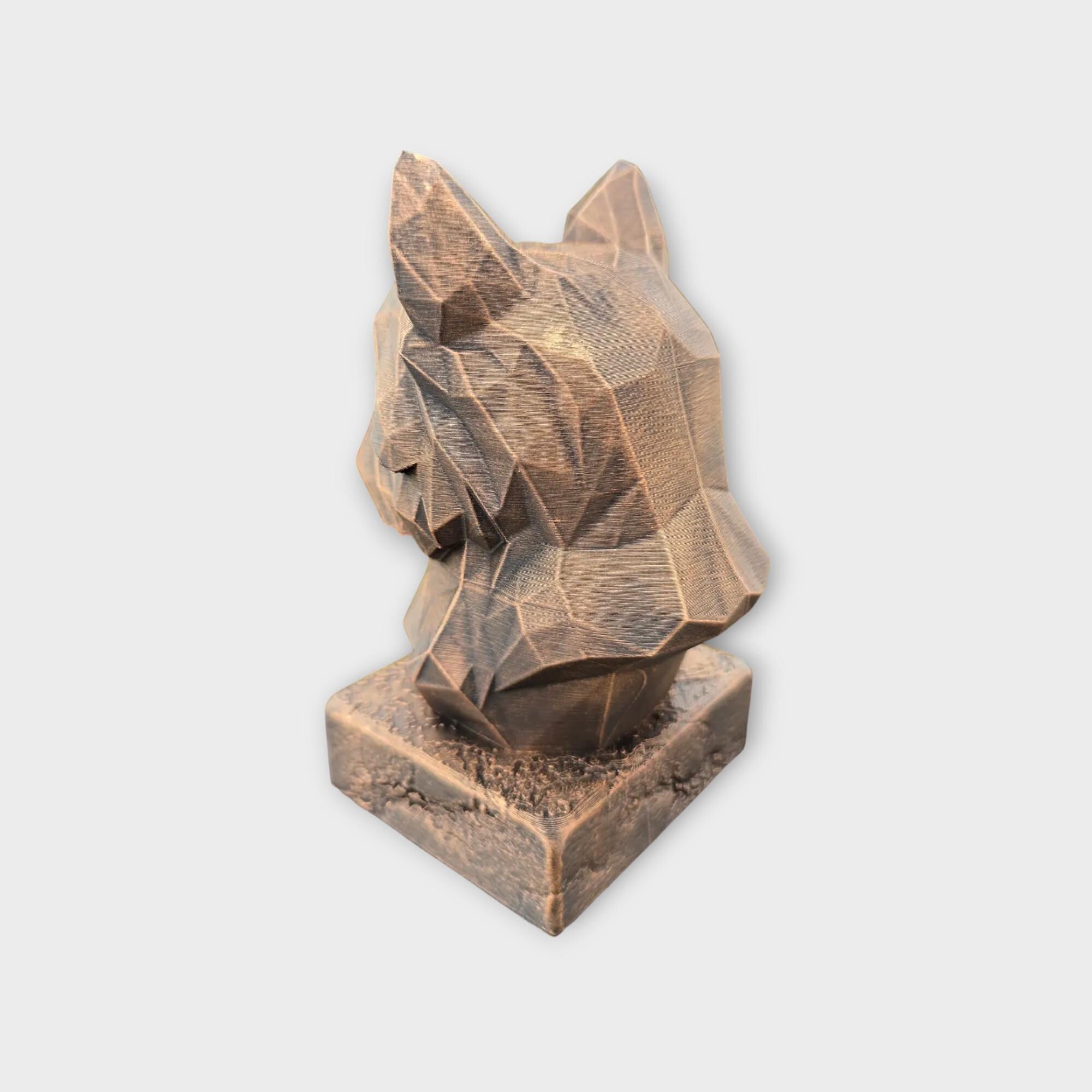 Bust of a Yorkshire Terrier Low Poly dog statue - home decor dog lover handpainted ornament