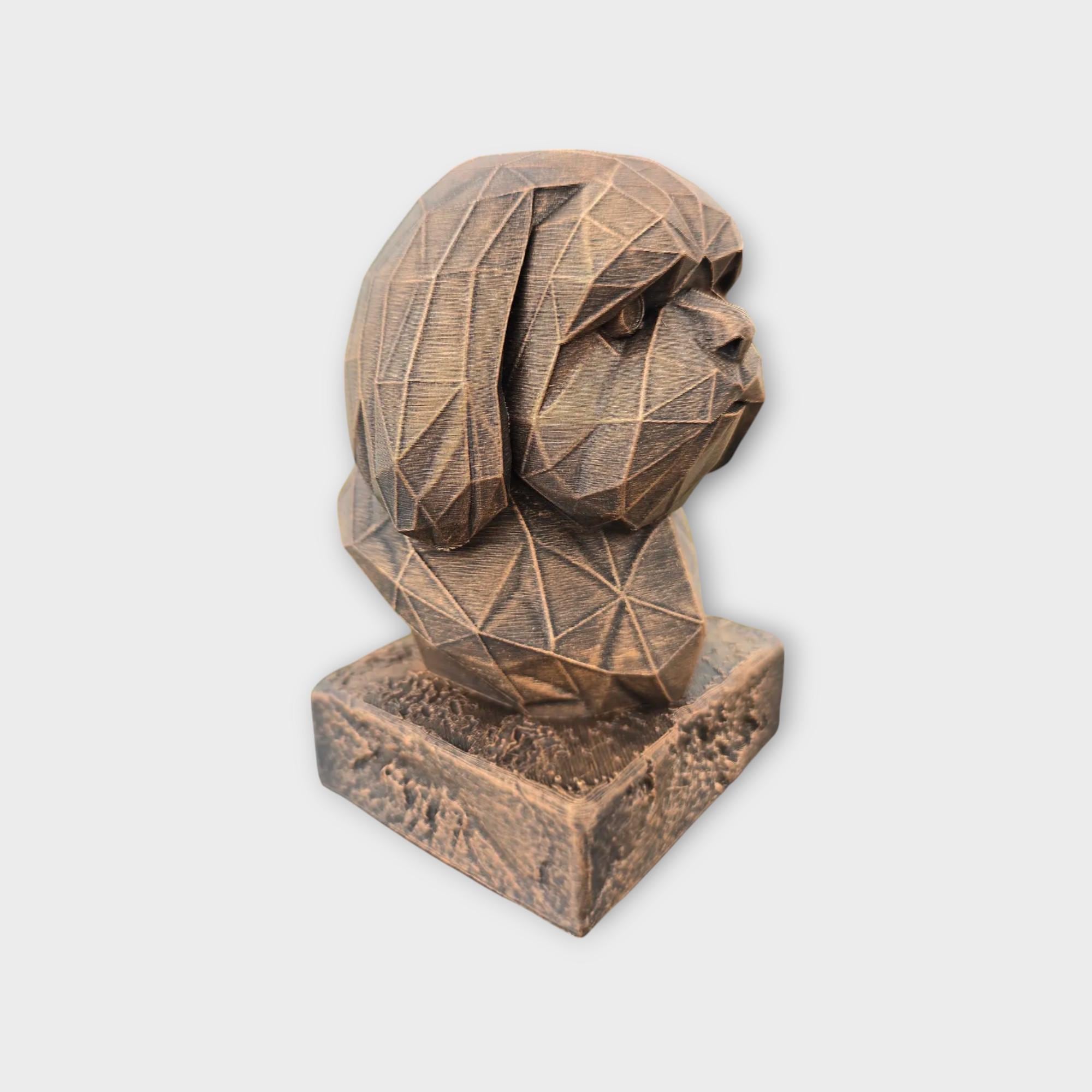 Bust of a Shih Tzu low poly dog statue - home decor dog lover handpainted ornament