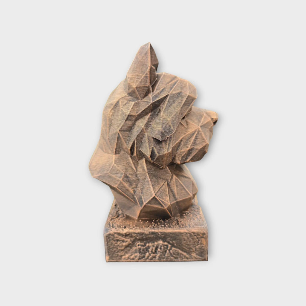 Bust of a Yorkshire Terrier Low Poly dog statue - home decor dog lover handpainted ornament
