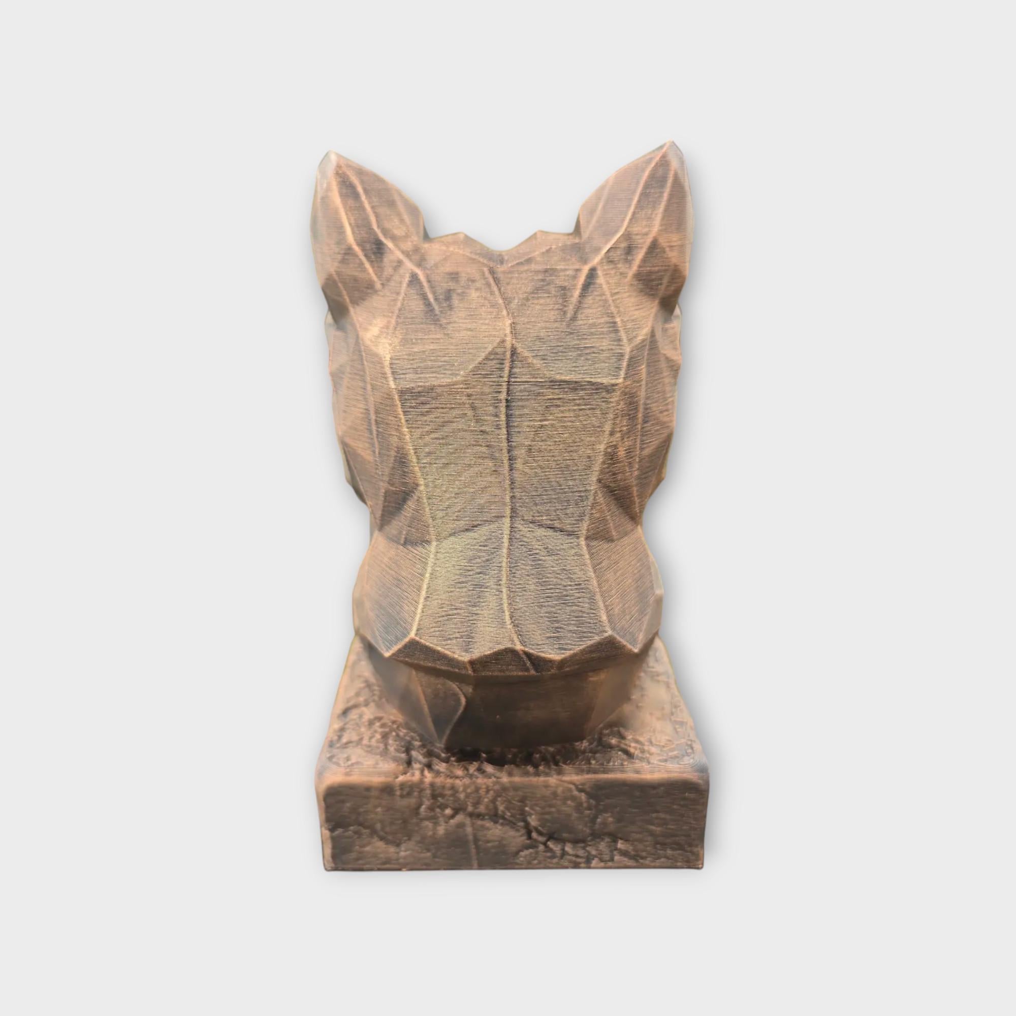 Bust of a Yorkshire Terrier Low Poly dog statue - home decor dog lover handpainted ornament