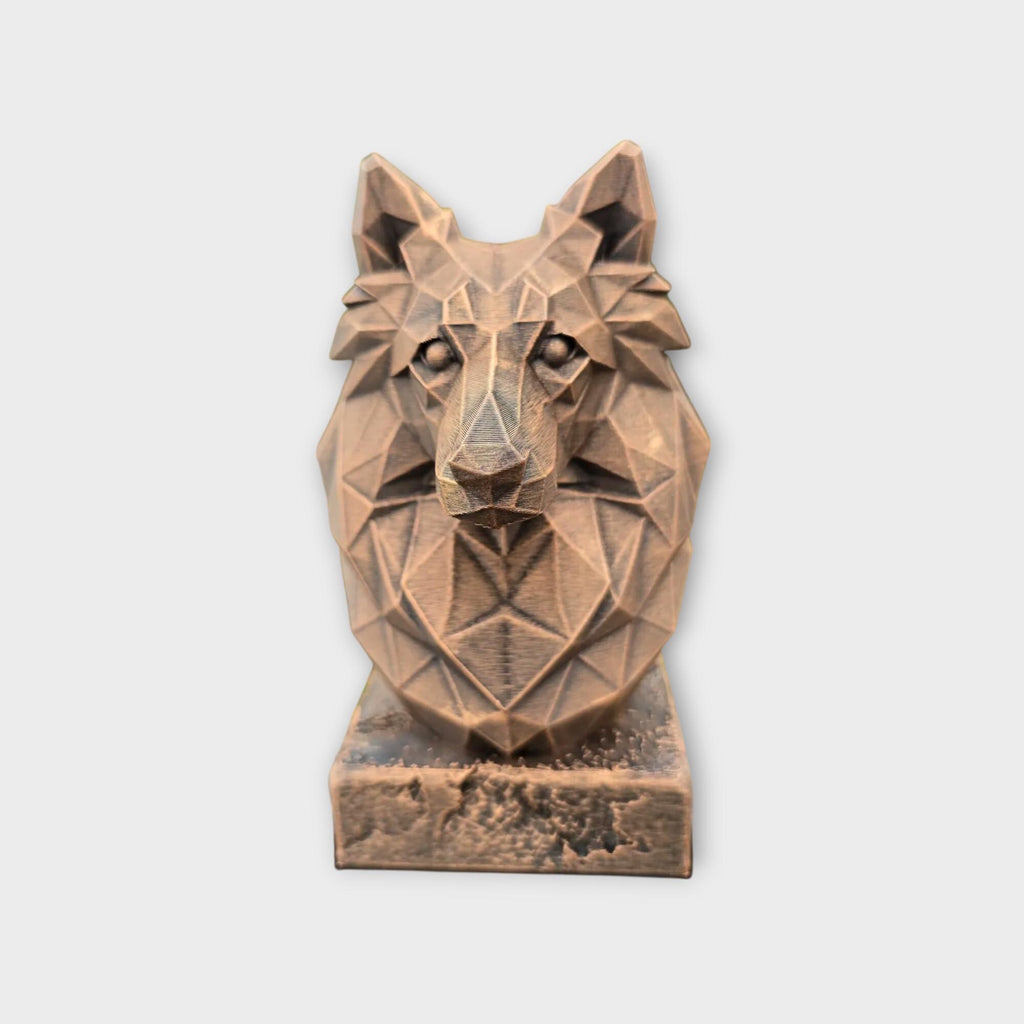 Büste eines Shetland Sheepdog Low Poly Büste Hundestatue - Wohndeko Hundeliebhaber handbemaltes Ornament