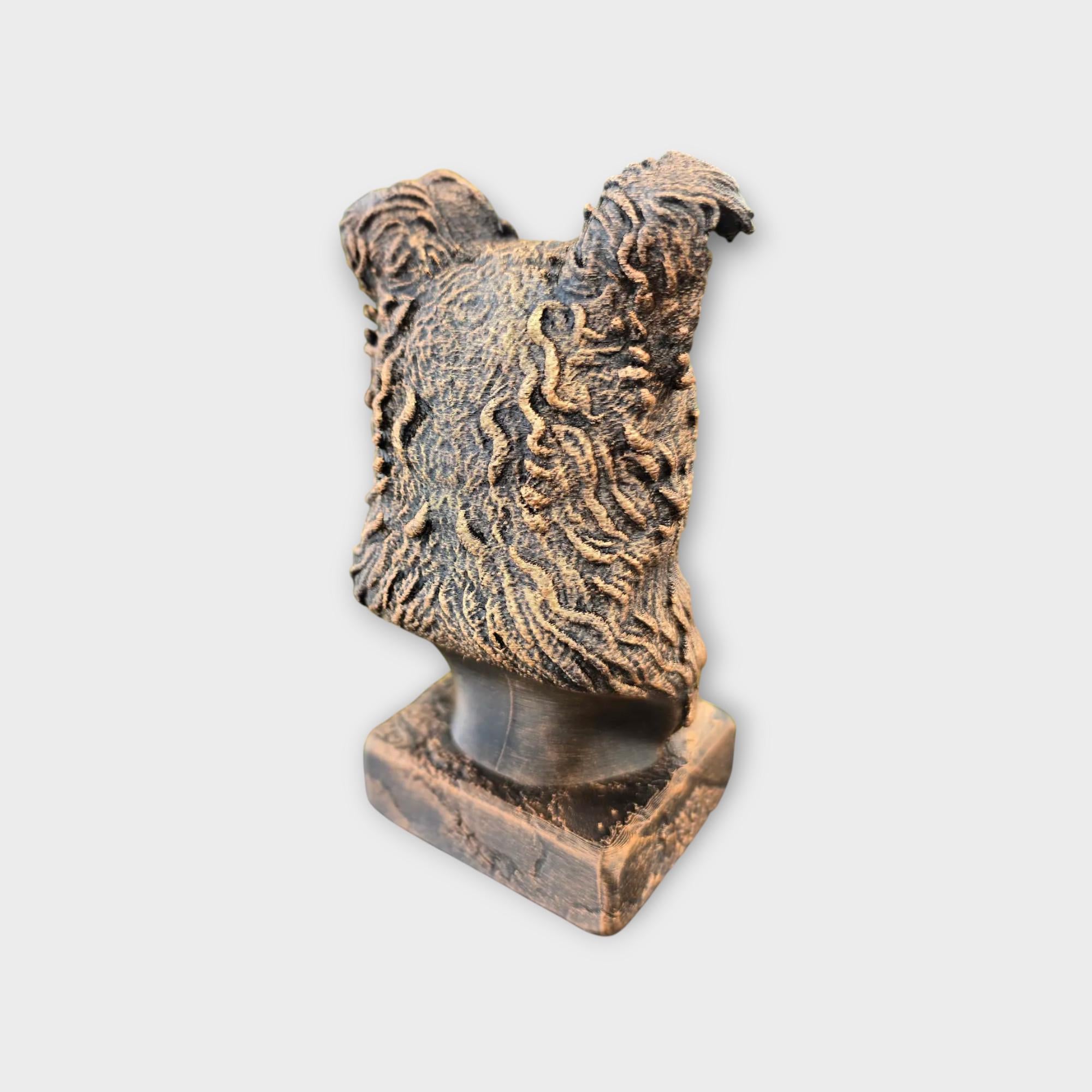 Bust of a Pumi dog statue - home decor dog lover handpainted ornament